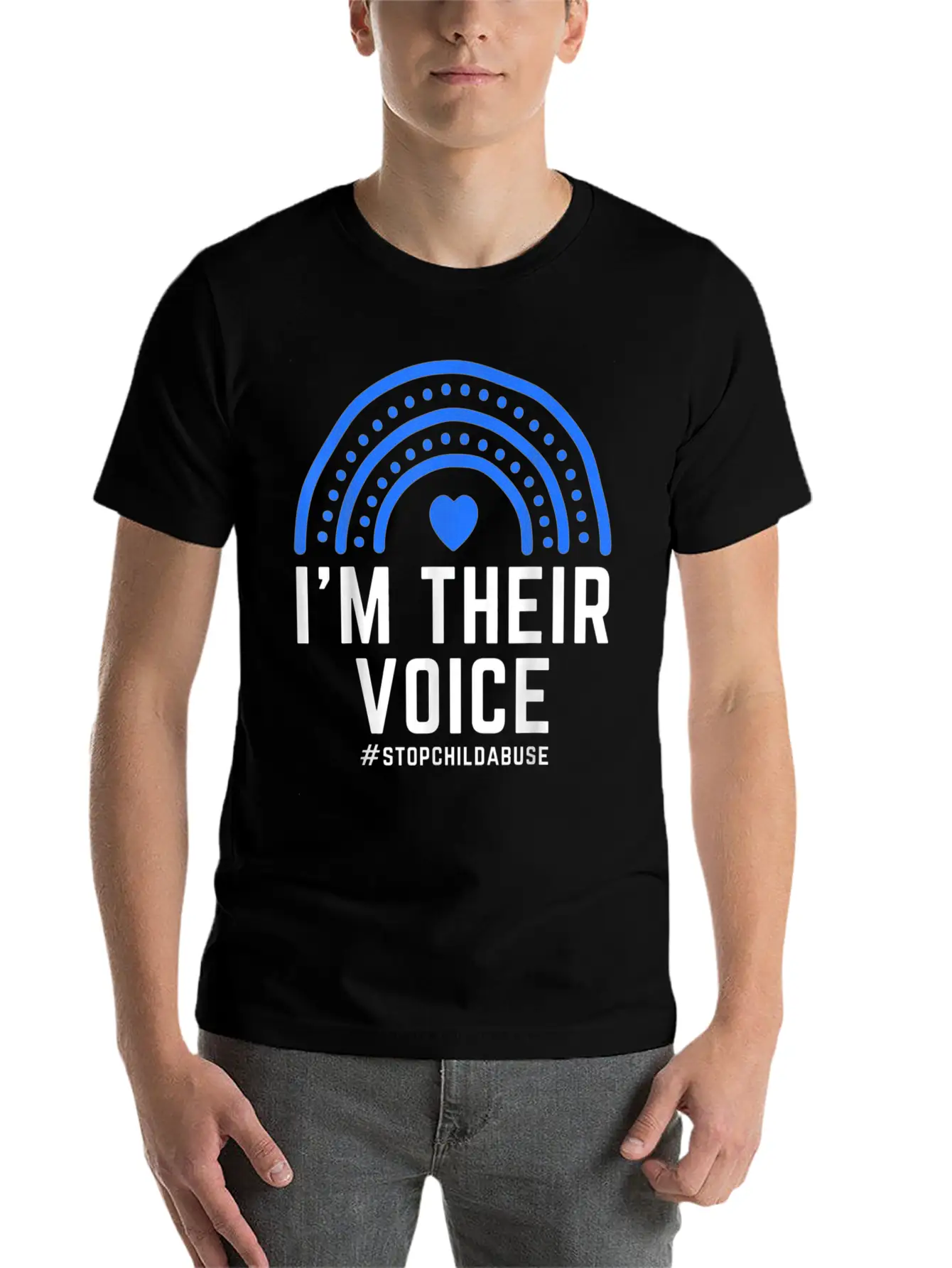 I'm Their Voice Heart Child Abuse Awareness Unisex Casual T-Shirt – Clean Design For Daily Comfort