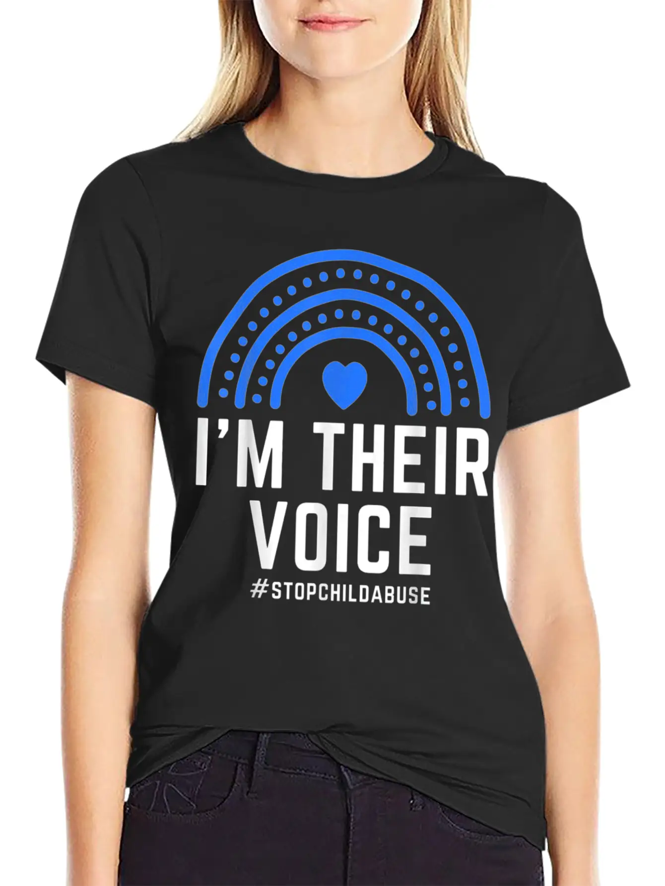 I'm Their Voice Heart Child Abuse Awareness Unisex Casual T-Shirt – Clean Design For Daily Comfort