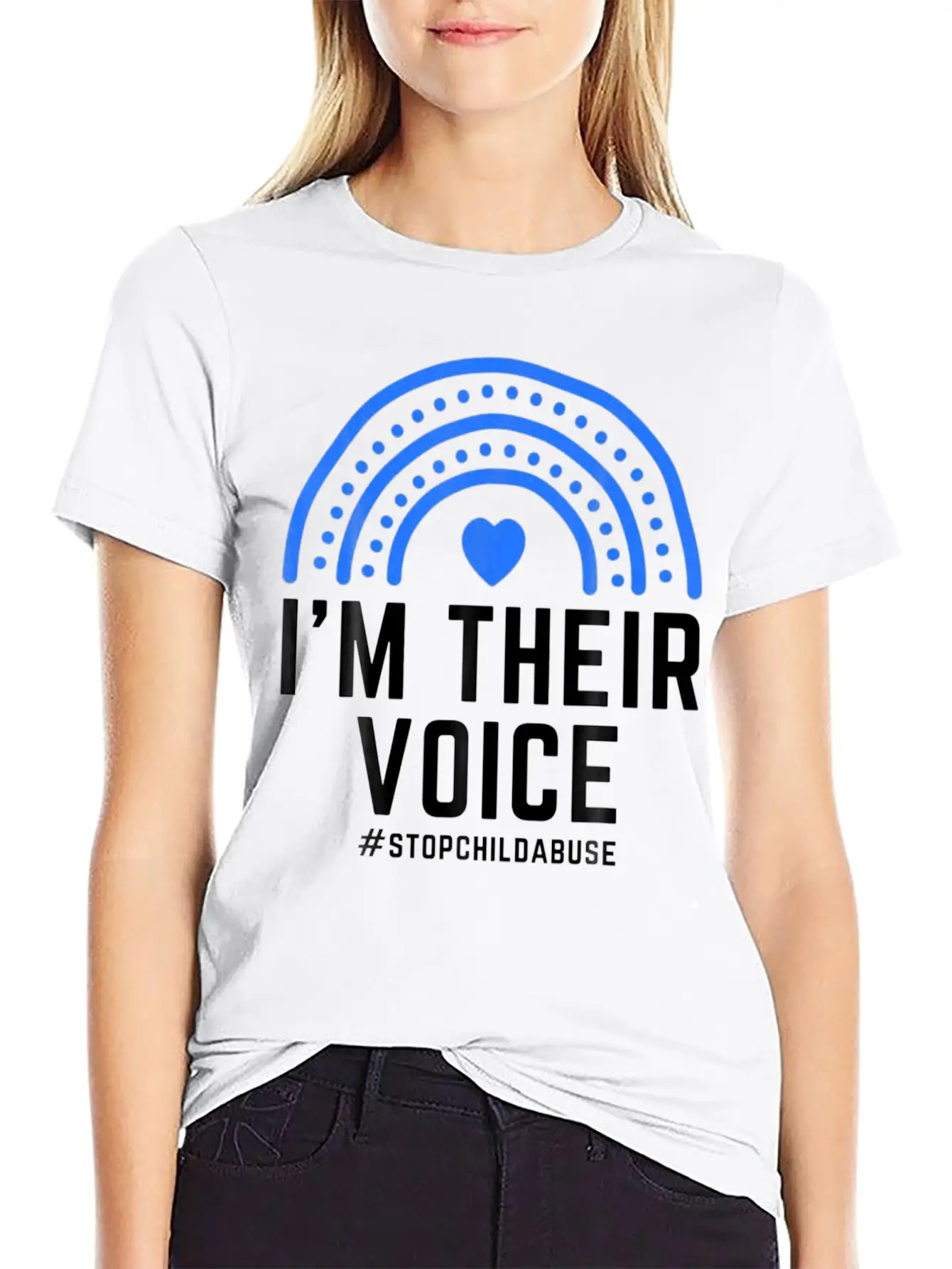 I'm Their Voice Heart Child Abuse Awareness Unisex Casual T-Shirt – Clean Design For Daily Comfort