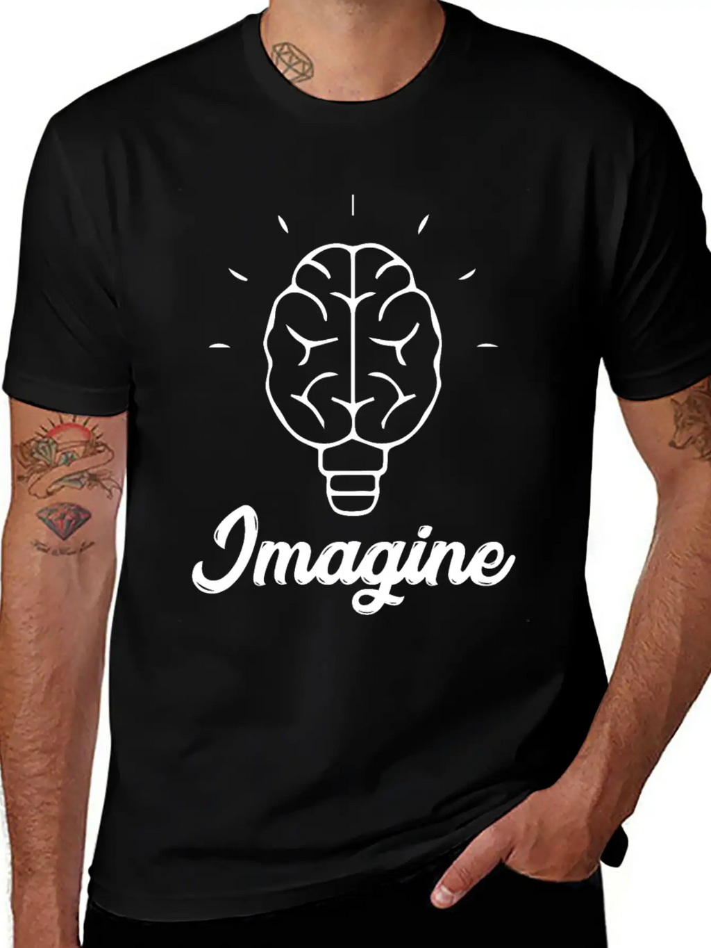 Imagine Brain Bulb Stylish Everyday T-Shirt – Unisex Basic Cotton Tee