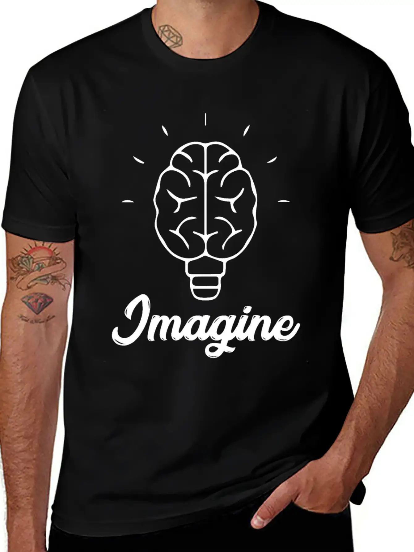 Imagine Brain Bulb Stylish Everyday T-Shirt – Unisex Basic Cotton Tee