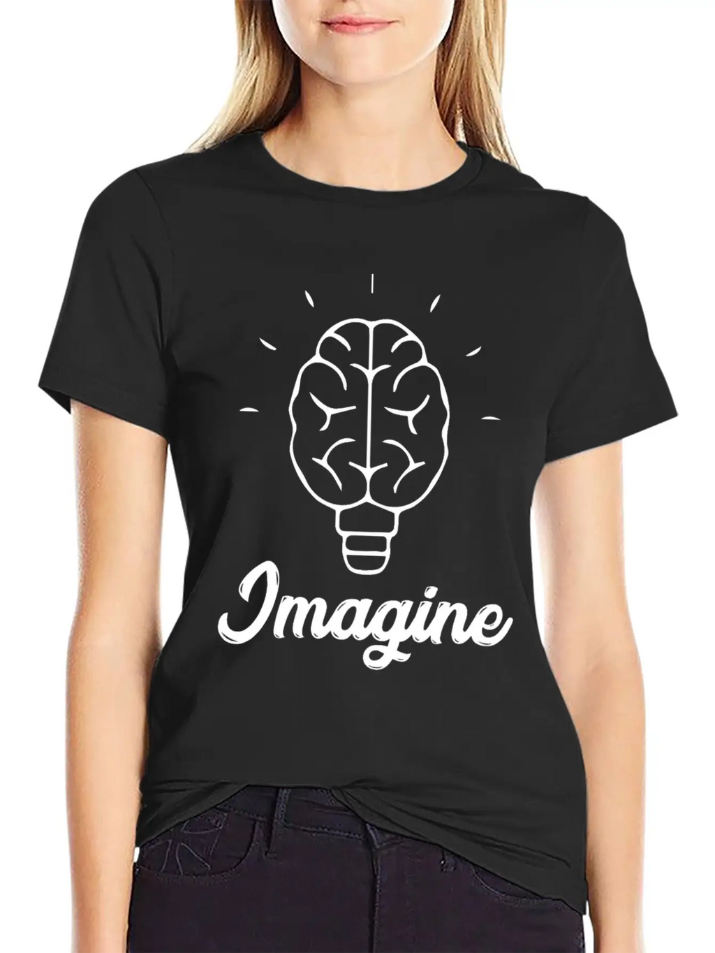 Imagine Brain Bulb Stylish Everyday T-Shirt – Unisex Basic Cotton Tee