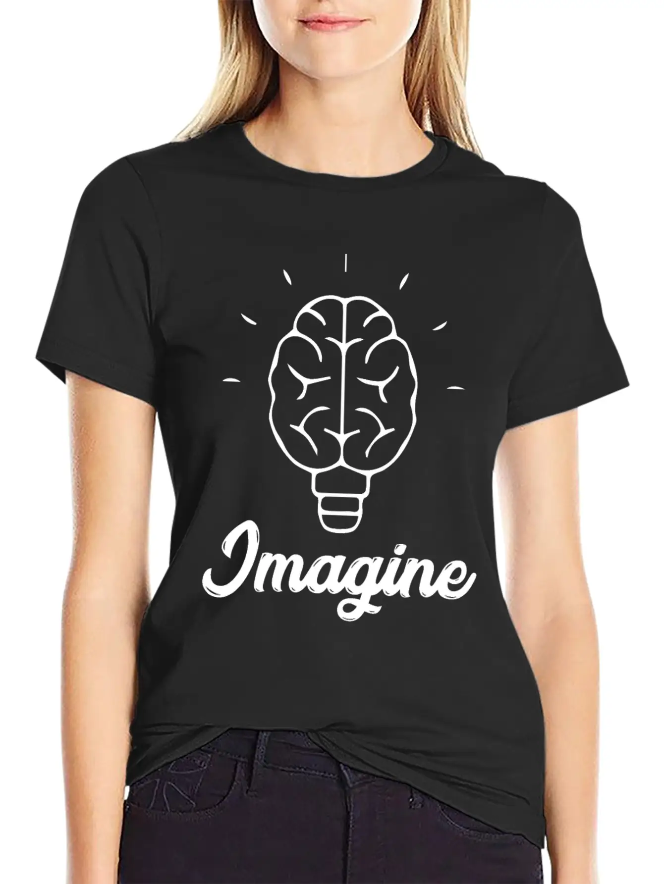 Imagine Brain Bulb Stylish Everyday T-Shirt – Unisex Basic Cotton Tee