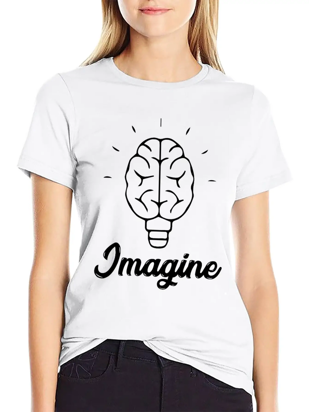 Imagine Brain Bulb Stylish Everyday T-Shirt – Unisex Basic Cotton Tee