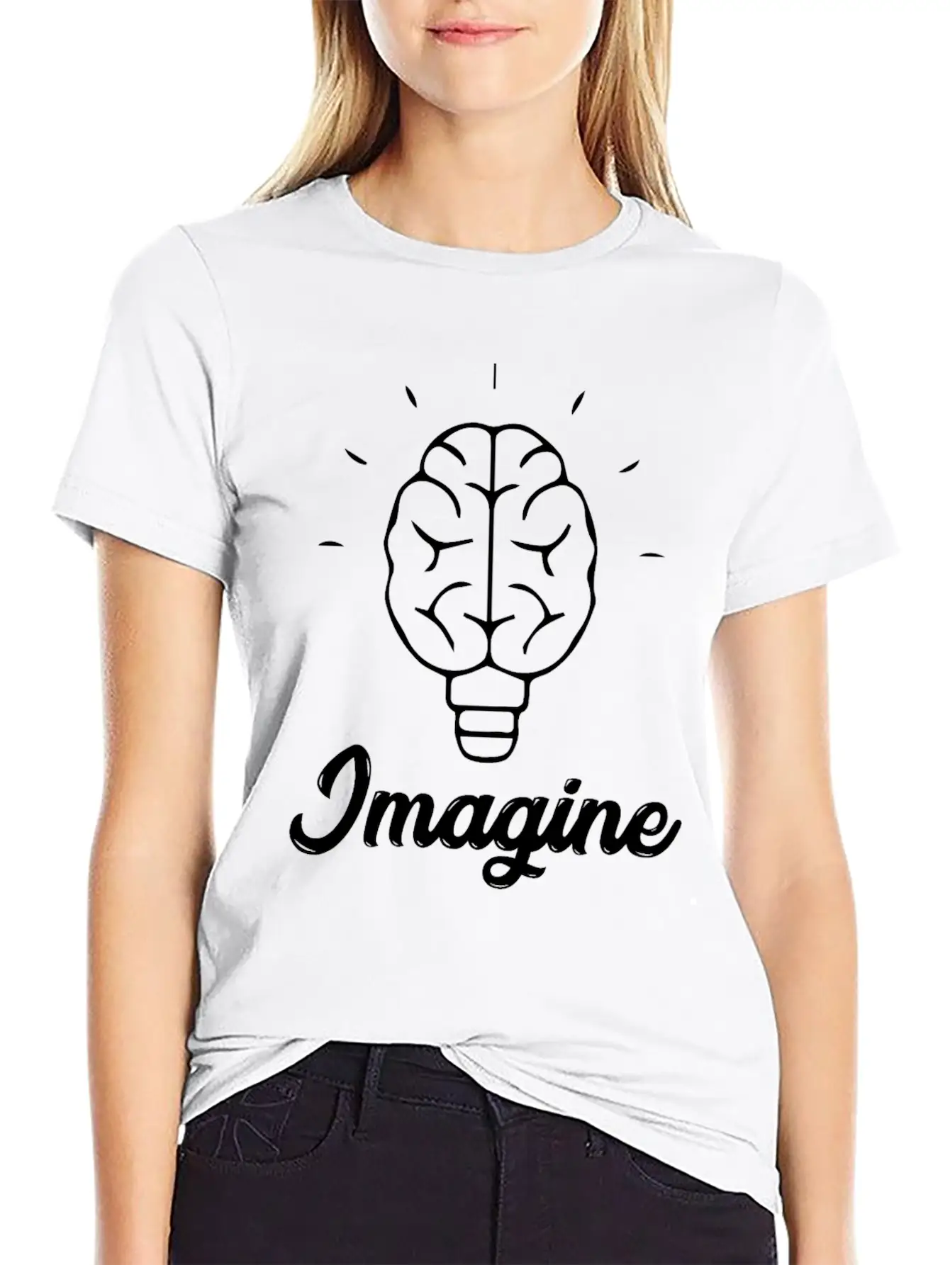 Imagine Brain Bulb Stylish Everyday T-Shirt – Unisex Basic Cotton Tee