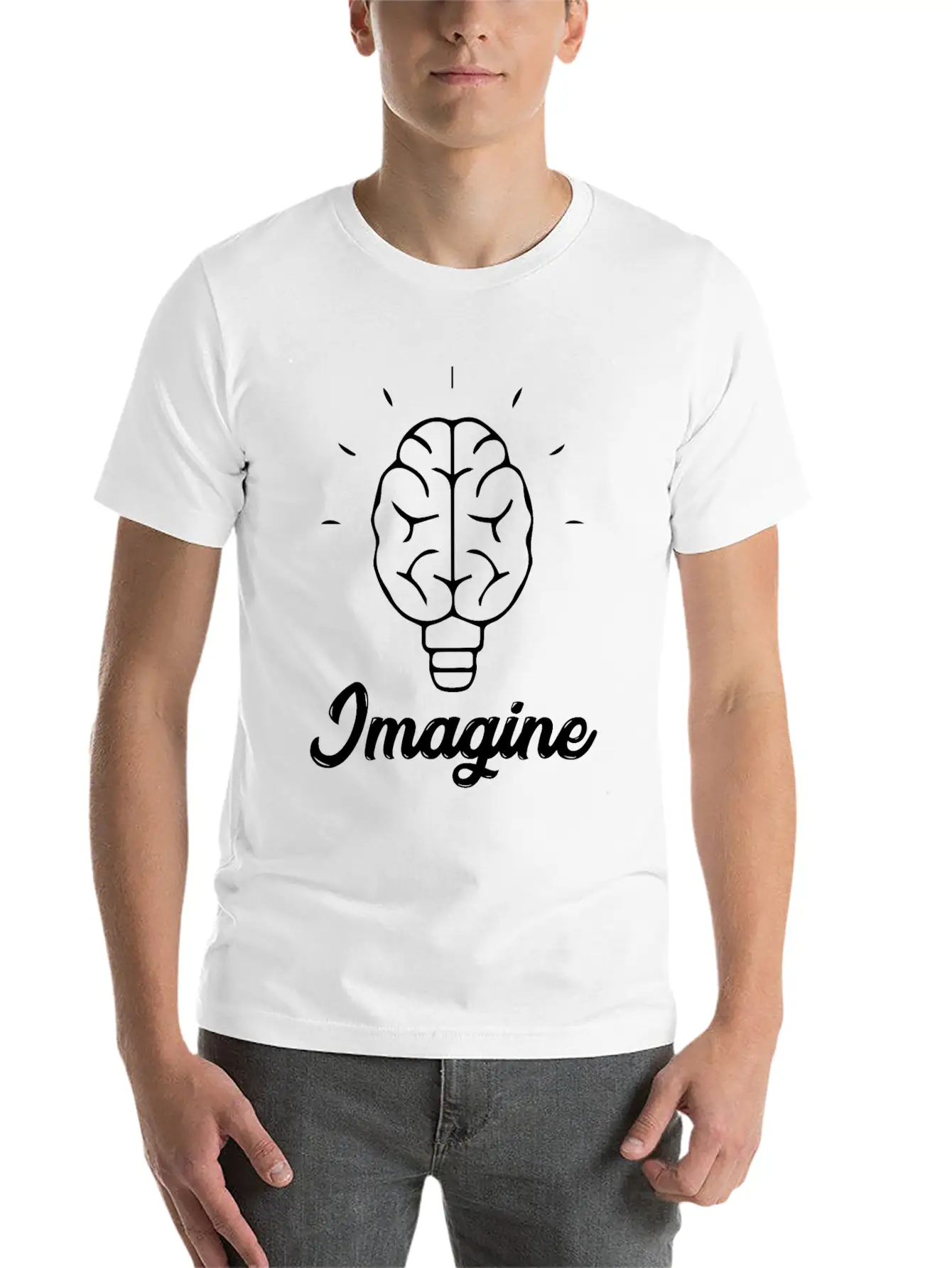 Imagine Brain Bulb Stylish Everyday T-Shirt – Unisex Basic Cotton Tee