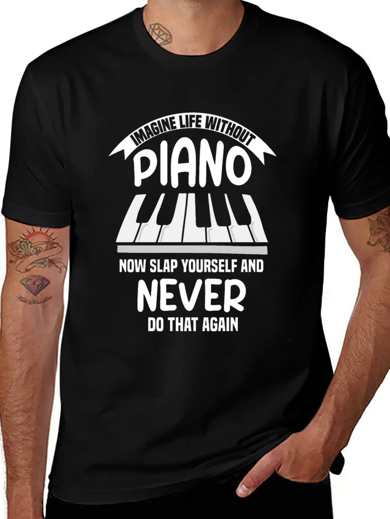 Imagine Life Without Piano Unisex Short Sleeve Soft Cotton T-Shirt – Casual Everyday Wear