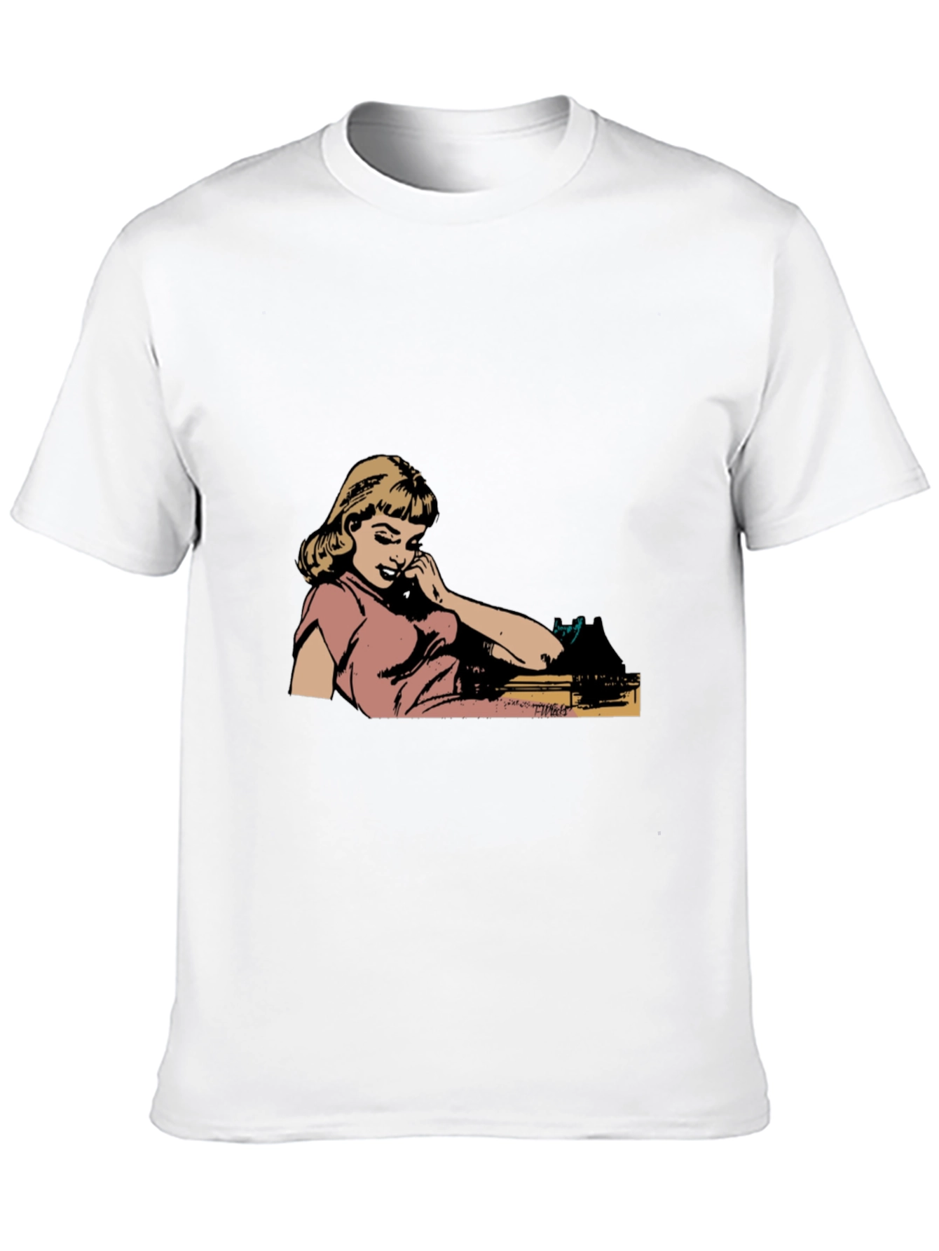 Retro Comic Girl Graphic Black T-Shirt