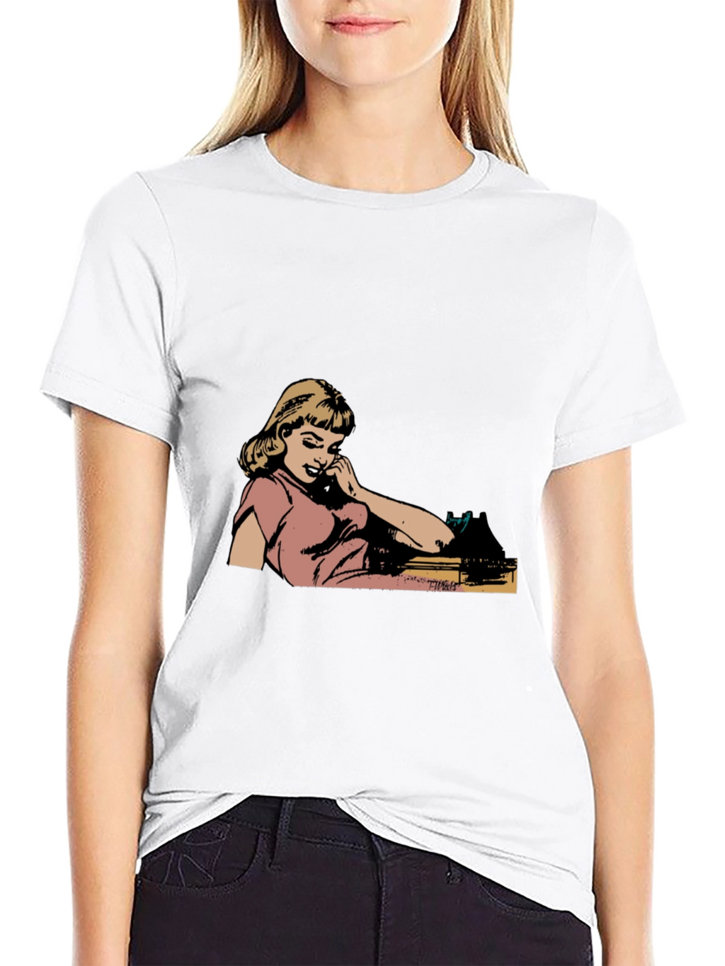 Retro Comic Girl Graphic Black T-Shirt