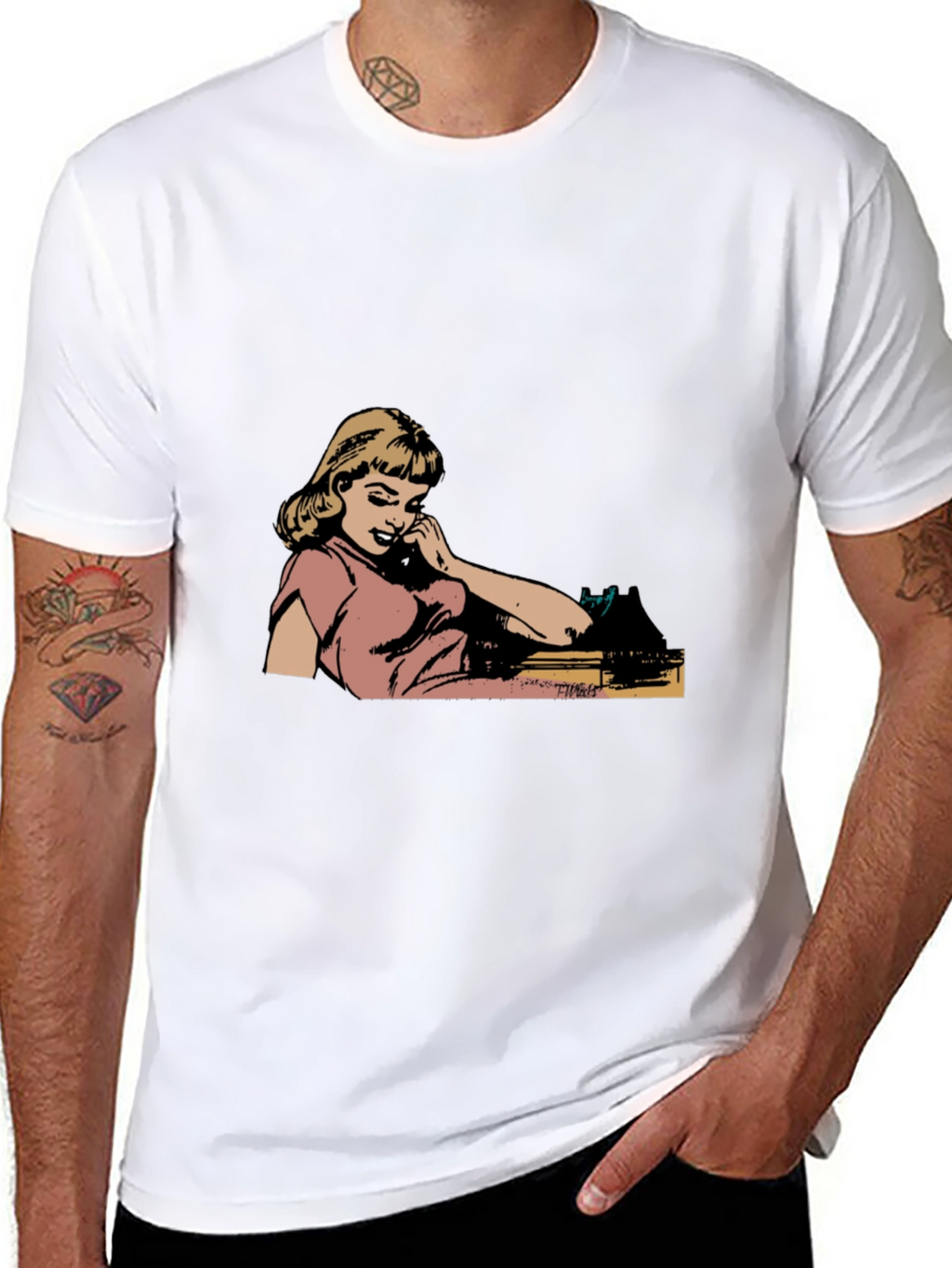 Retro Comic Girl Graphic Black T-Shirt