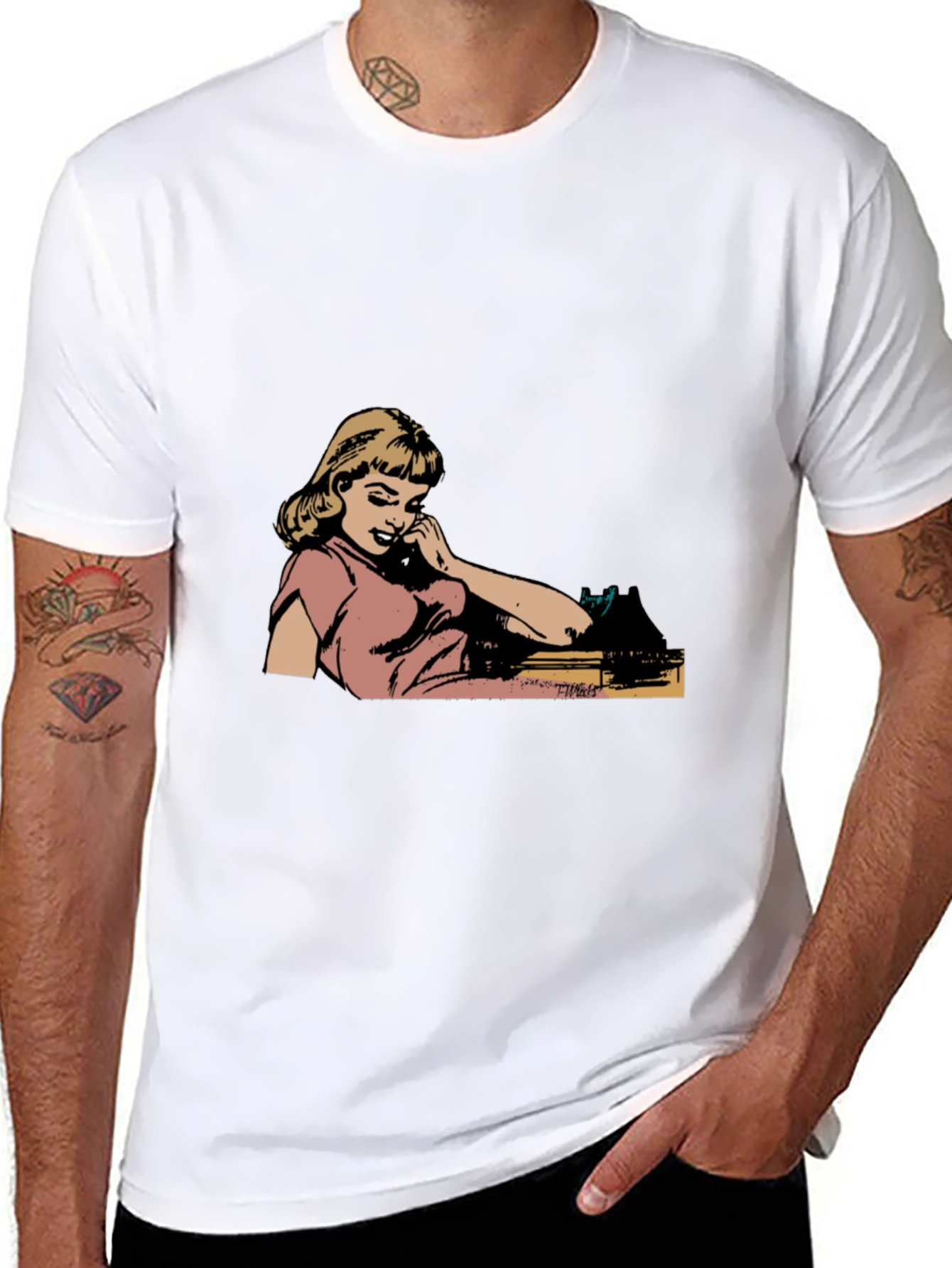 Retro Comic Girl Graphic Black T-Shirt