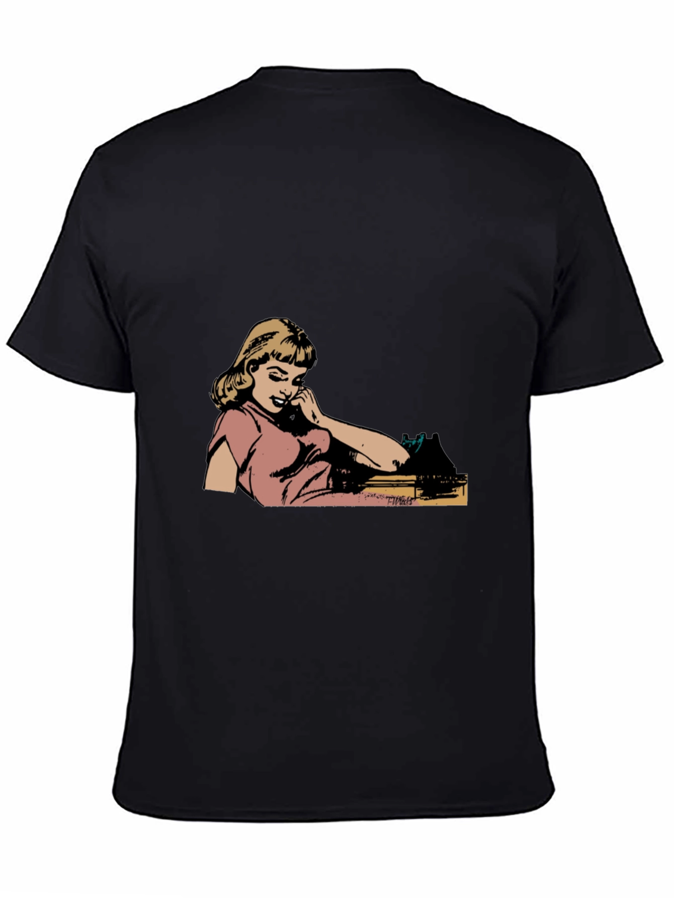 Retro Comic Girl Graphic Black T-Shirt