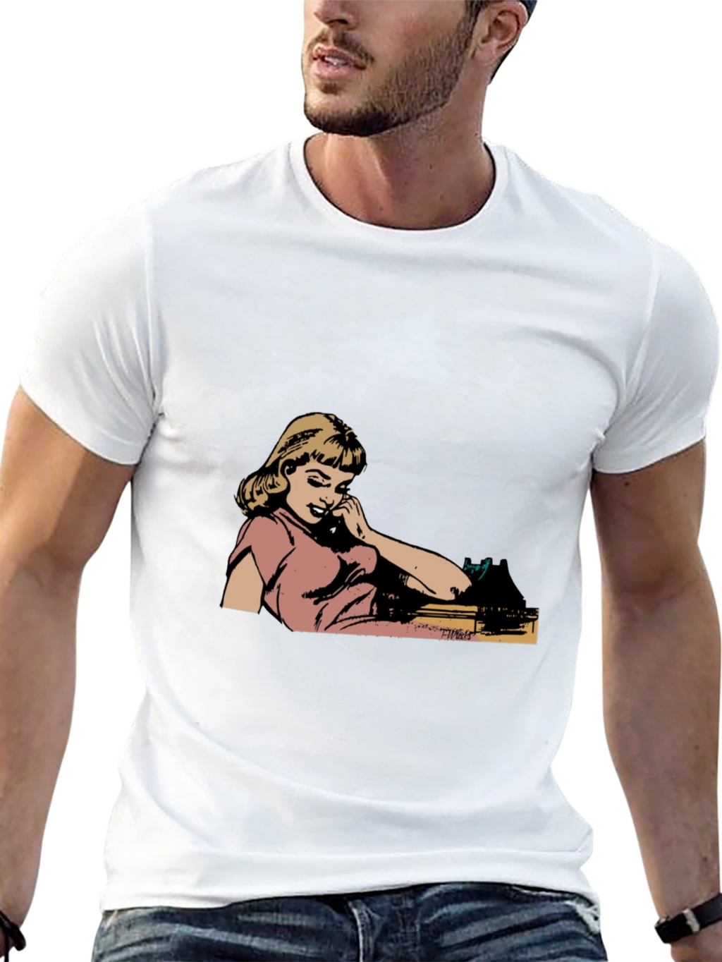 Retro Comic Girl Graphic Black T-Shirt