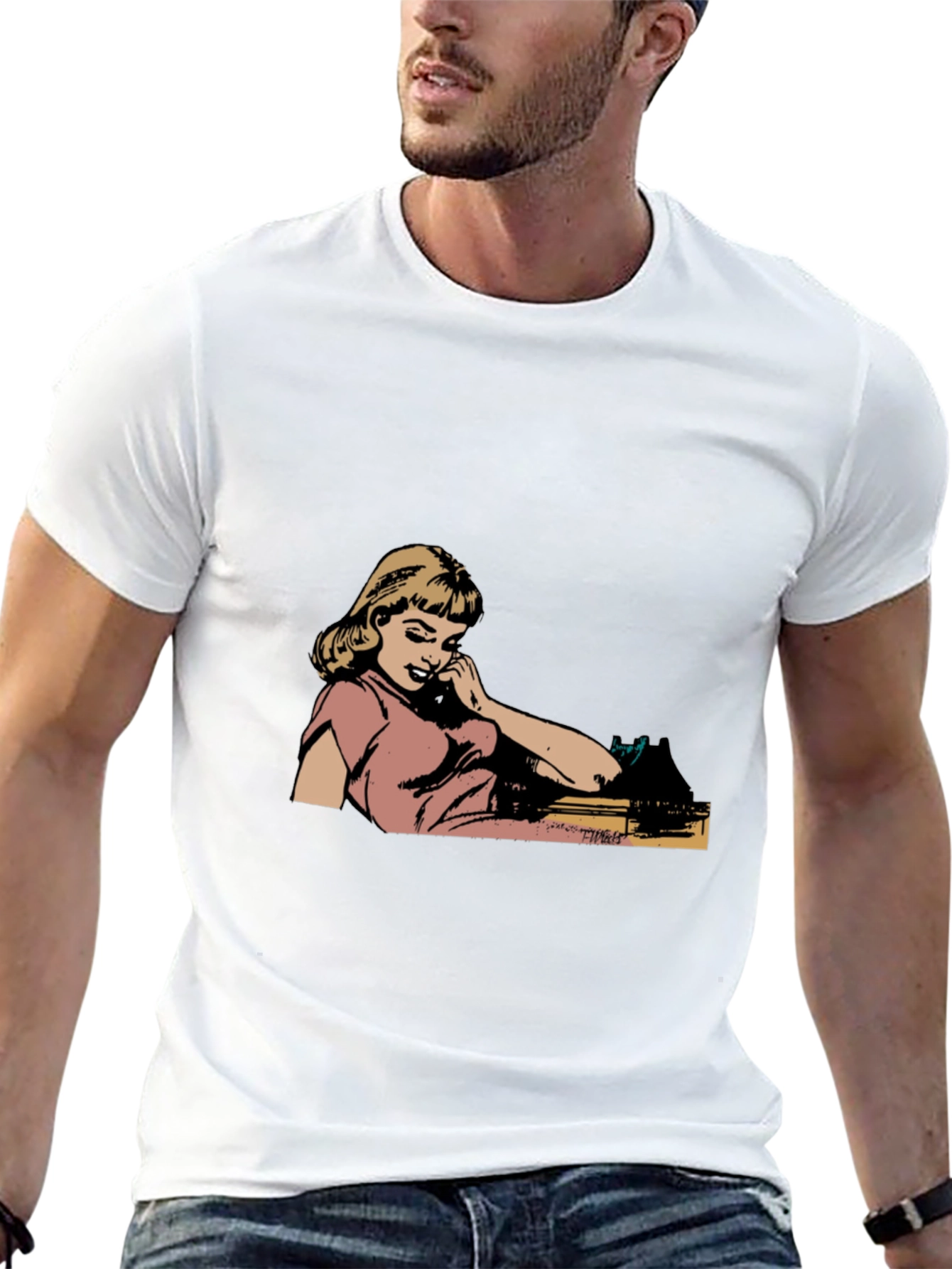 Retro Comic Girl Graphic Black T-Shirt