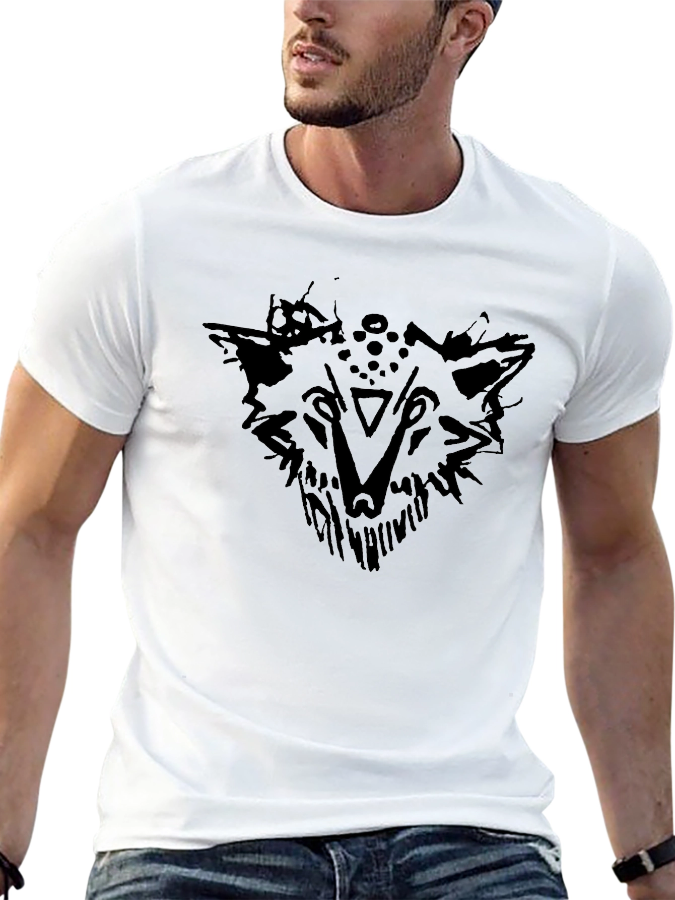 Black Wolf Graphic Tee - Stylish Mens T-Shirt