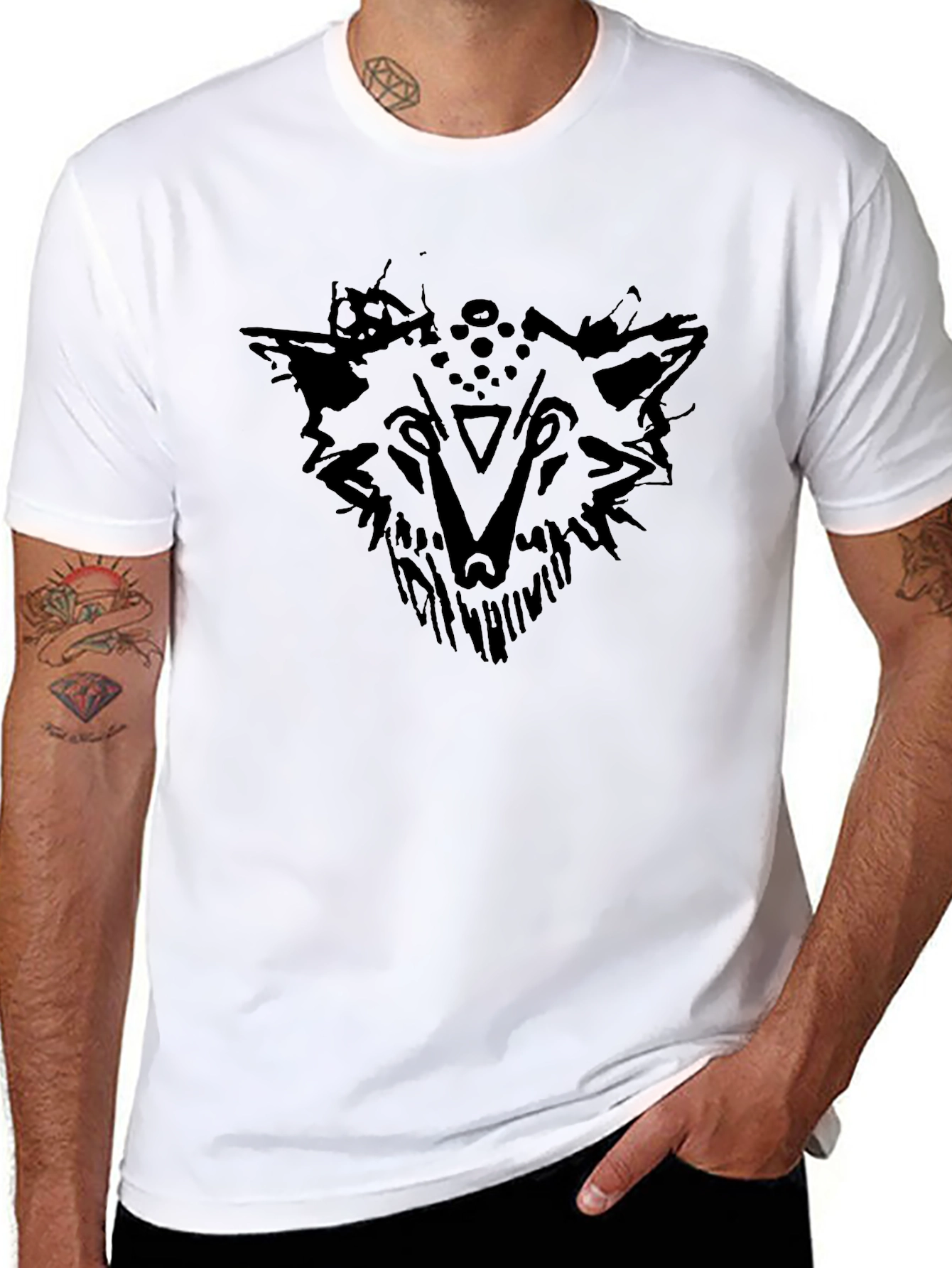 Black Wolf Graphic Tee - Stylish Mens T-Shirt