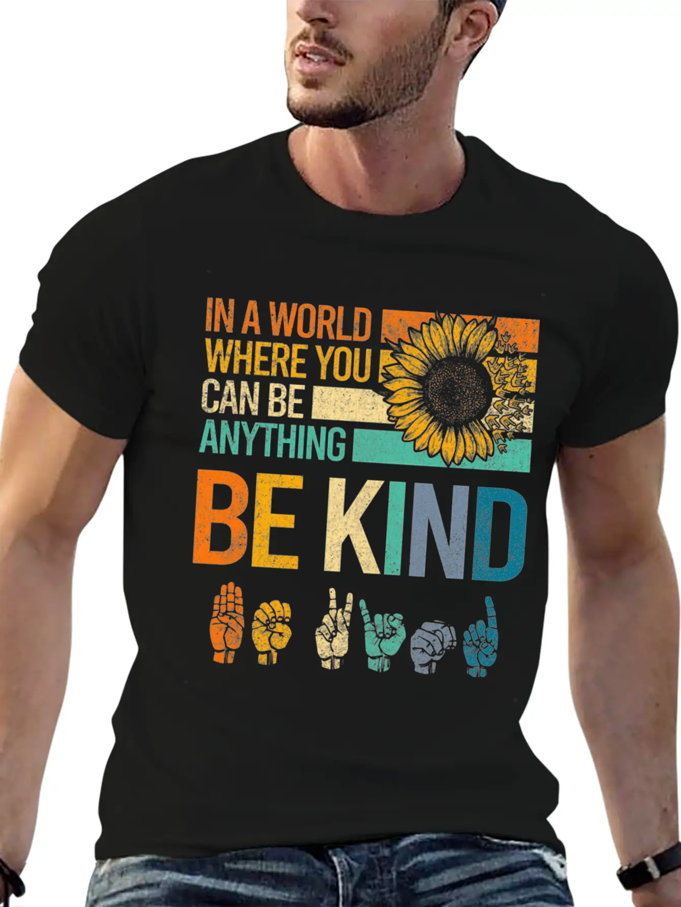 In A World Where You Can Be Anything Be Kind Asl Unisex Casual T-Shirt – Clean Design For Daily Comfort