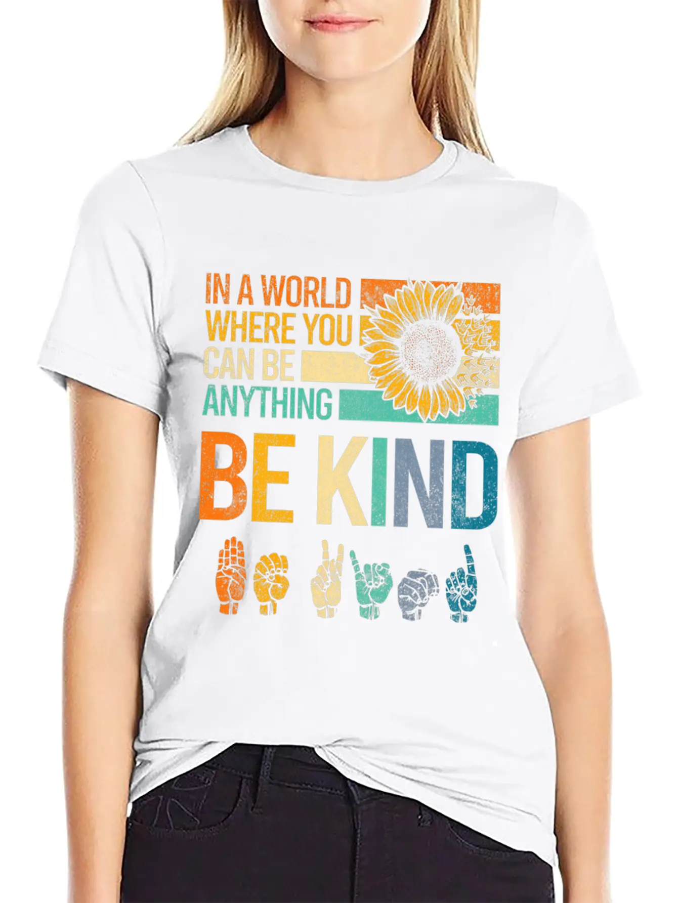 In A World Where You Can Be Anything Be Kind Asl Unisex Casual T-Shirt – Clean Design For Daily Comfort