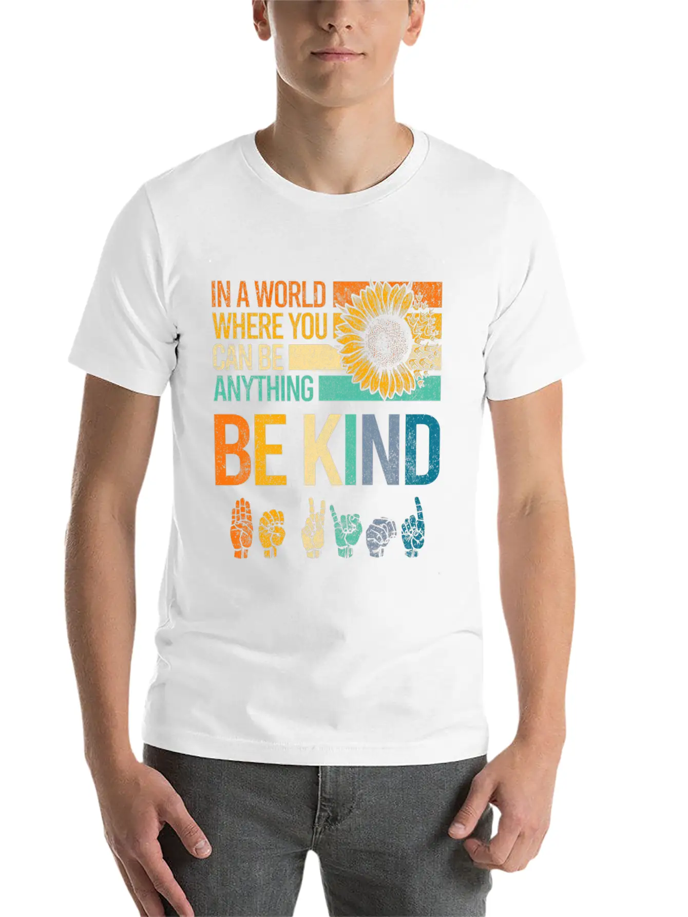 In A World Where You Can Be Anything Be Kind Asl Unisex Casual T-Shirt – Clean Design For Daily Comfort
