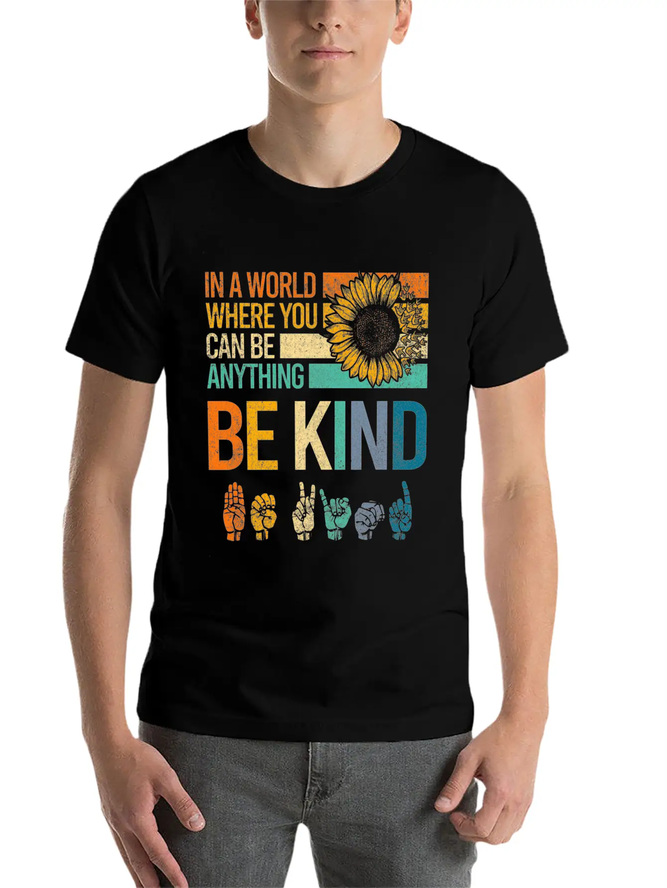 In A World Where You Can Be Anything Be Kind Asl Unisex Casual T-Shirt – Clean Design For Daily Comfort