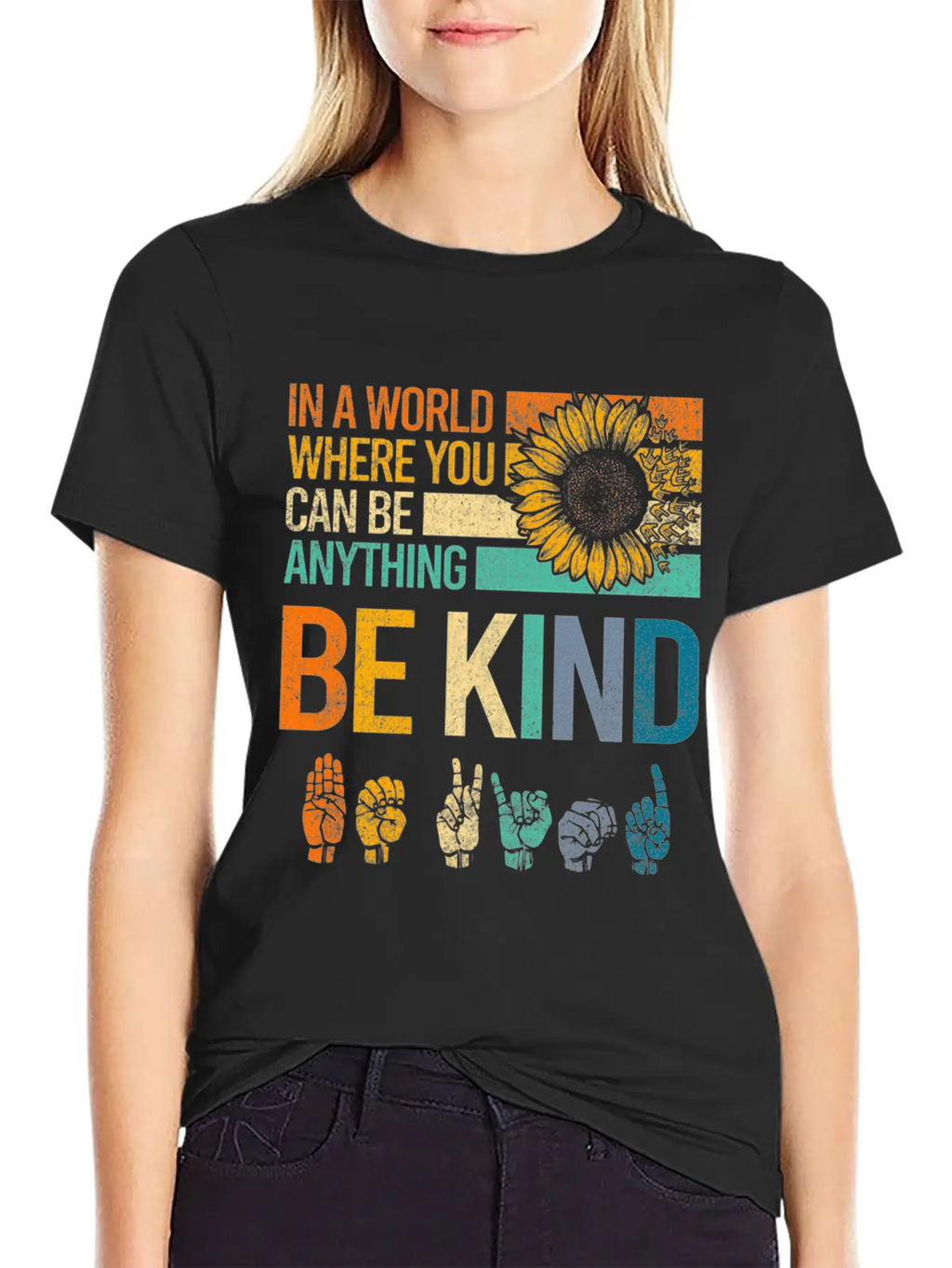 In A World Where You Can Be Anything Be Kind Asl Unisex Casual T-Shirt – Clean Design For Daily Comfort