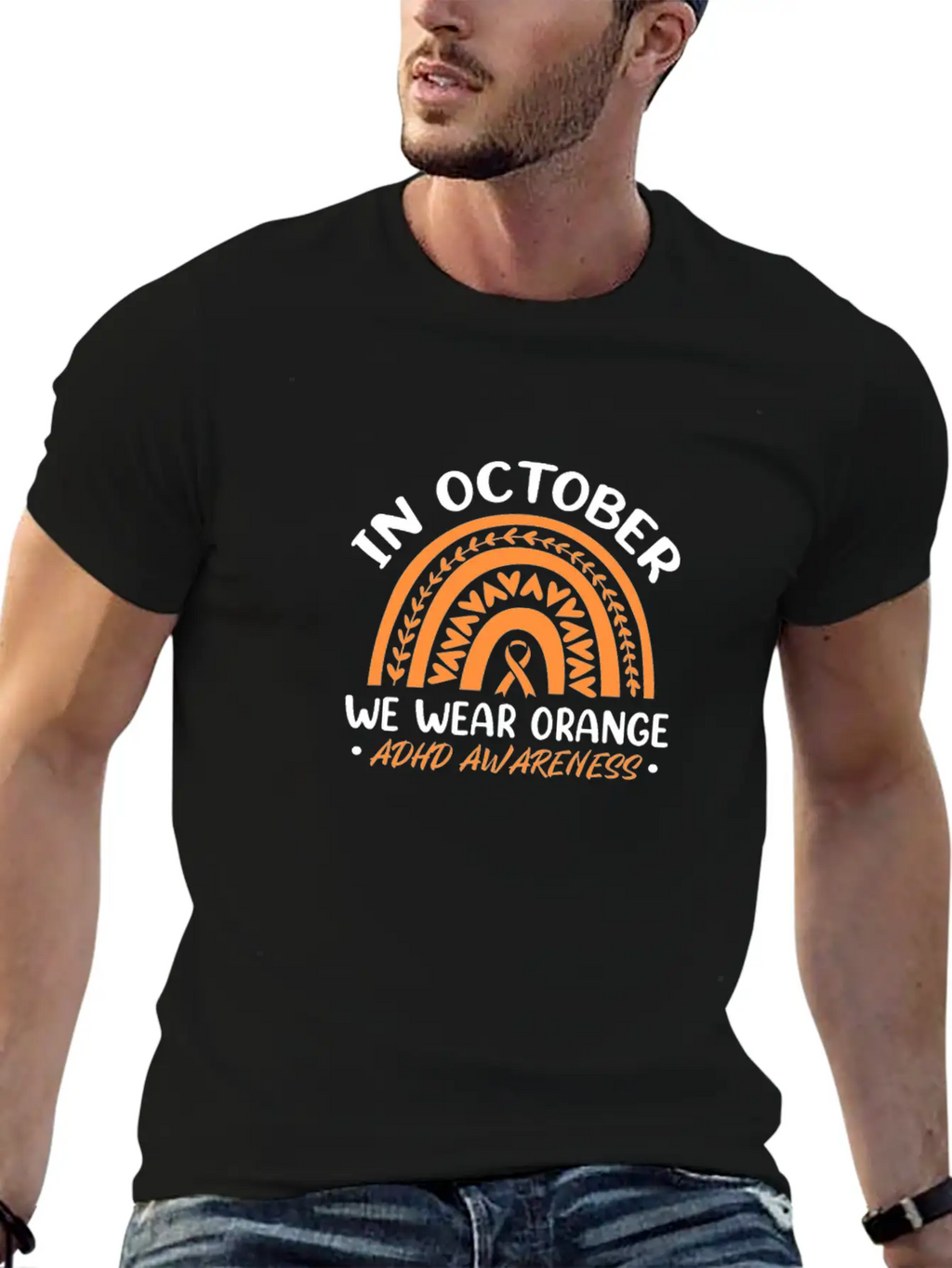 In October We Wear Orange ADHD Awareness Unisex Casual T-Shirt – Clean Design For Daily Comfort