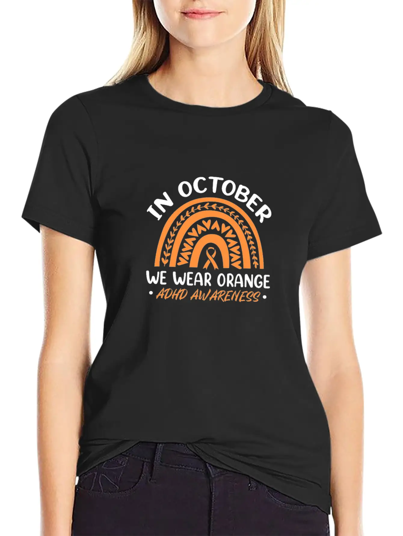 In October We Wear Orange ADHD Awareness Unisex Casual T-Shirt – Clean Design For Daily Comfort