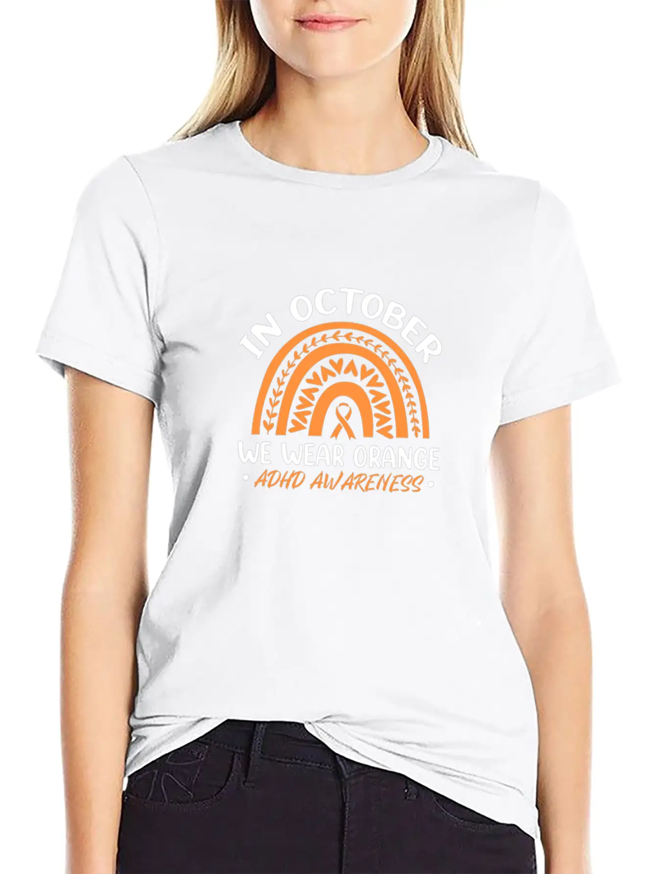 In October We Wear Orange ADHD Awareness Unisex Casual T-Shirt – Clean Design For Daily Comfort