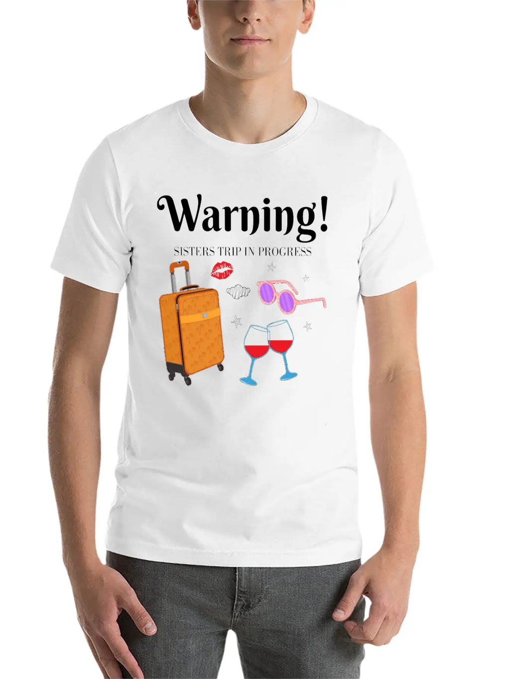 In Progress Girls Weekend Sisters Trip Graphic Unisex Short Sleeve Soft Cotton T-Shirt – Casual Everyday Wear
