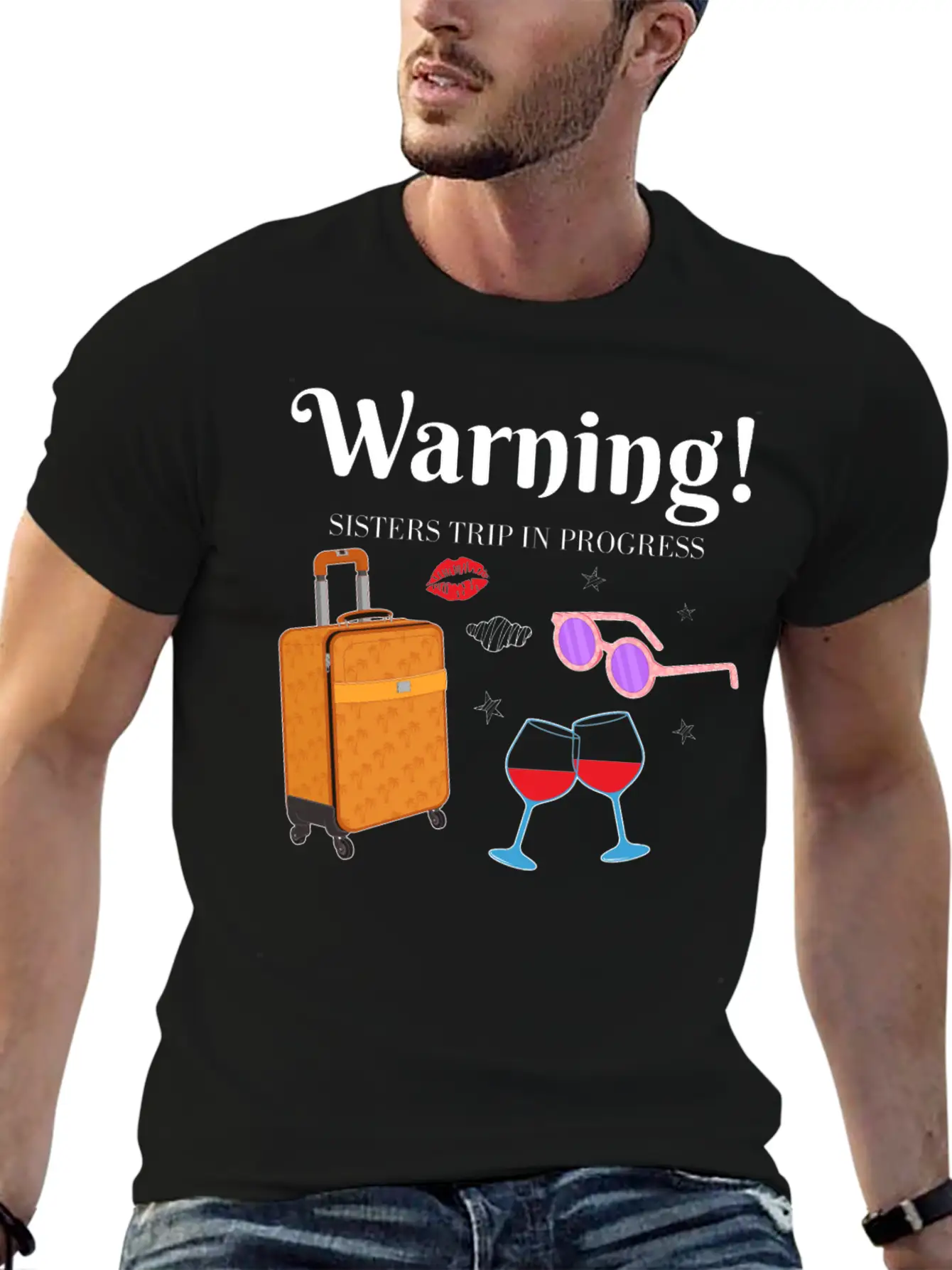 In Progress Girls Weekend Sisters Trip Graphic Unisex Short Sleeve Soft Cotton T-Shirt – Casual Everyday Wear