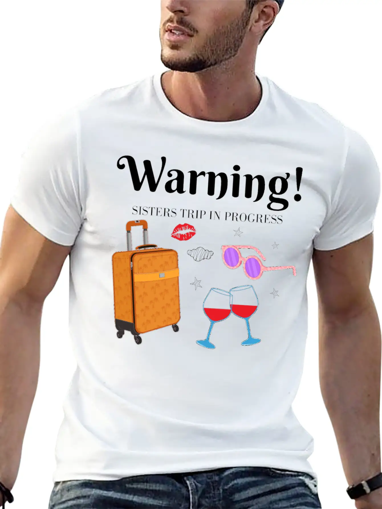 In Progress Girls Weekend Sisters Trip Graphic Unisex Short Sleeve Soft Cotton T-Shirt – Casual Everyday Wear