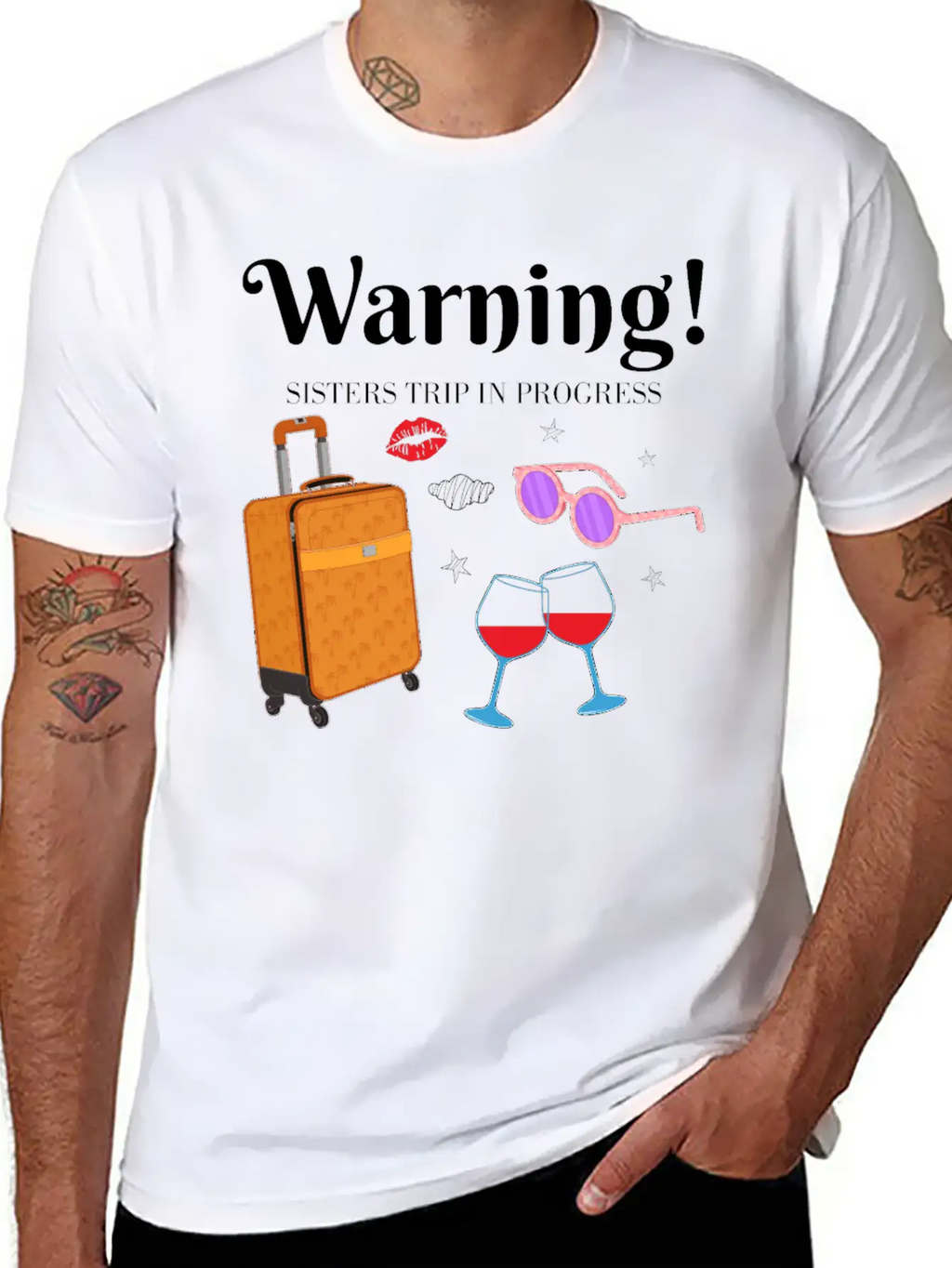 In Progress Girls Weekend Sisters Trip Graphic Unisex Short Sleeve Soft Cotton T-Shirt – Casual Everyday Wear