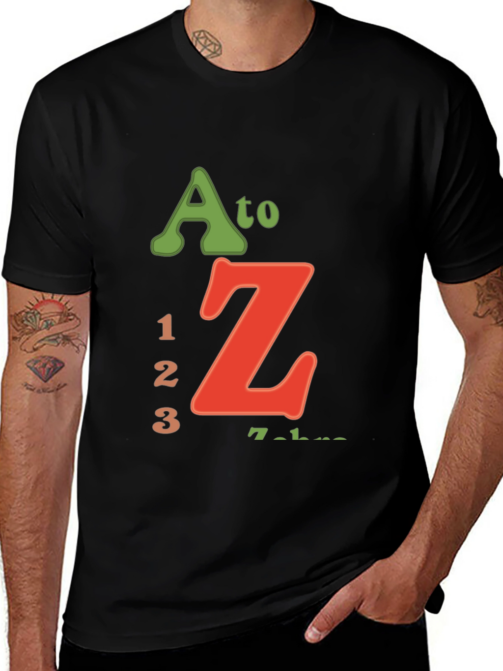 A to Z 123 Black Graphic T-Shirt