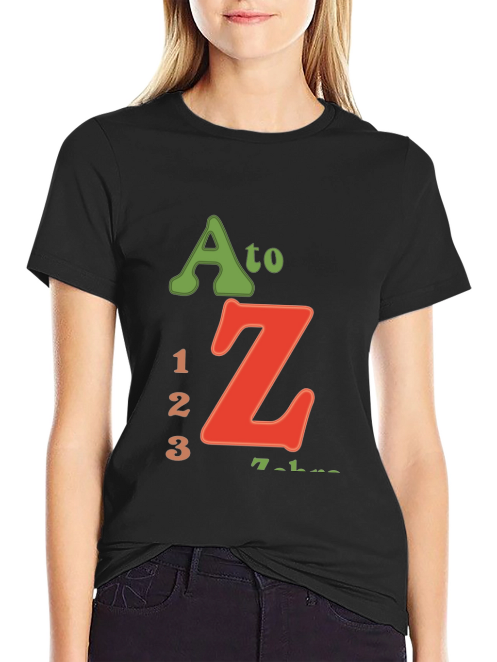 A to Z 123 Black Graphic T-Shirt