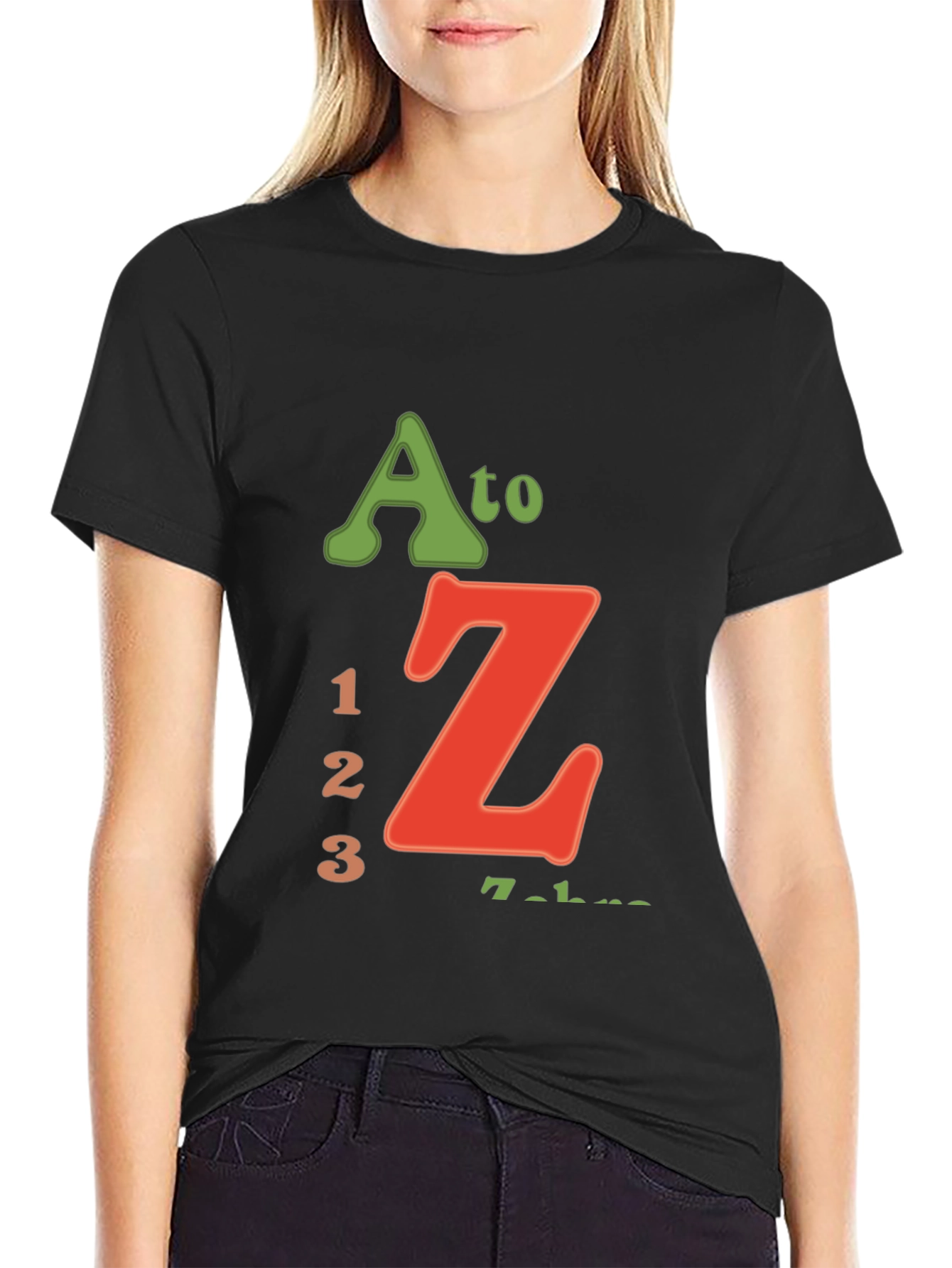 A to Z 123 Black Graphic T-Shirt