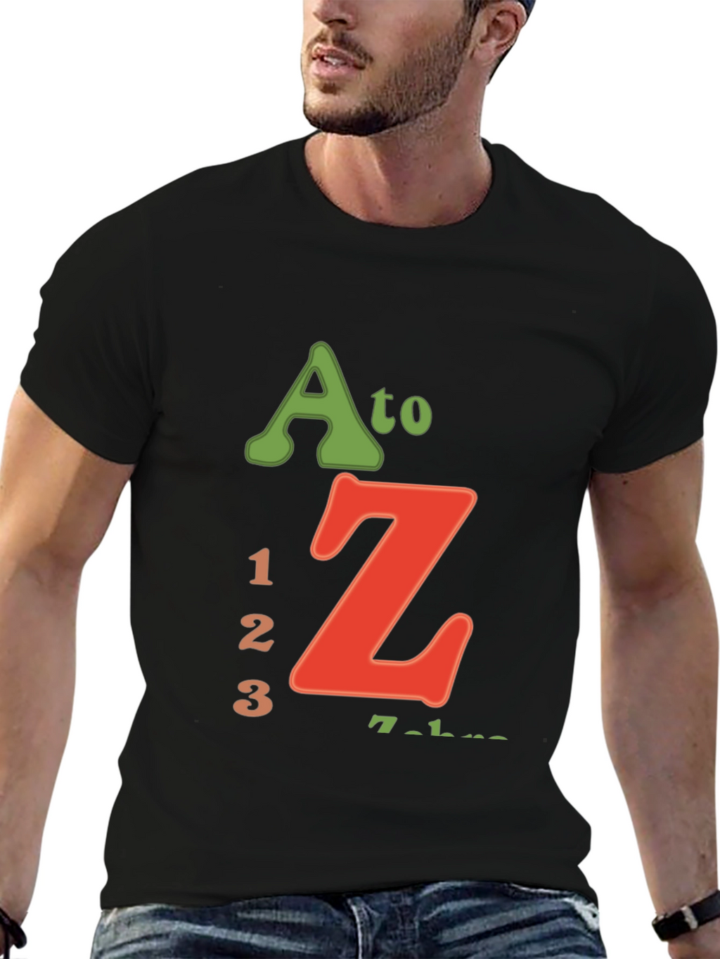 A to Z 123 Black Graphic T-Shirt