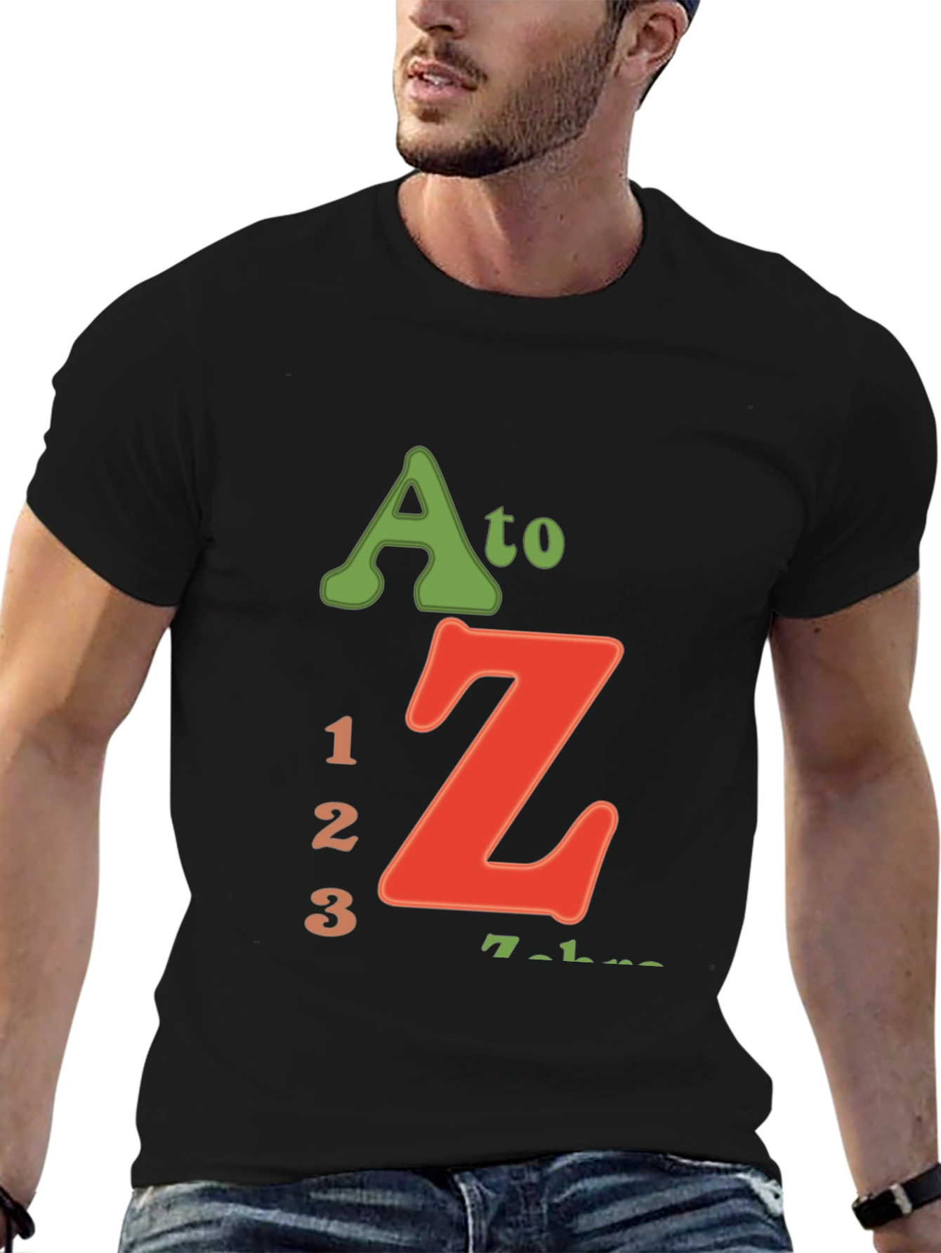 A to Z 123 Black Graphic T-Shirt