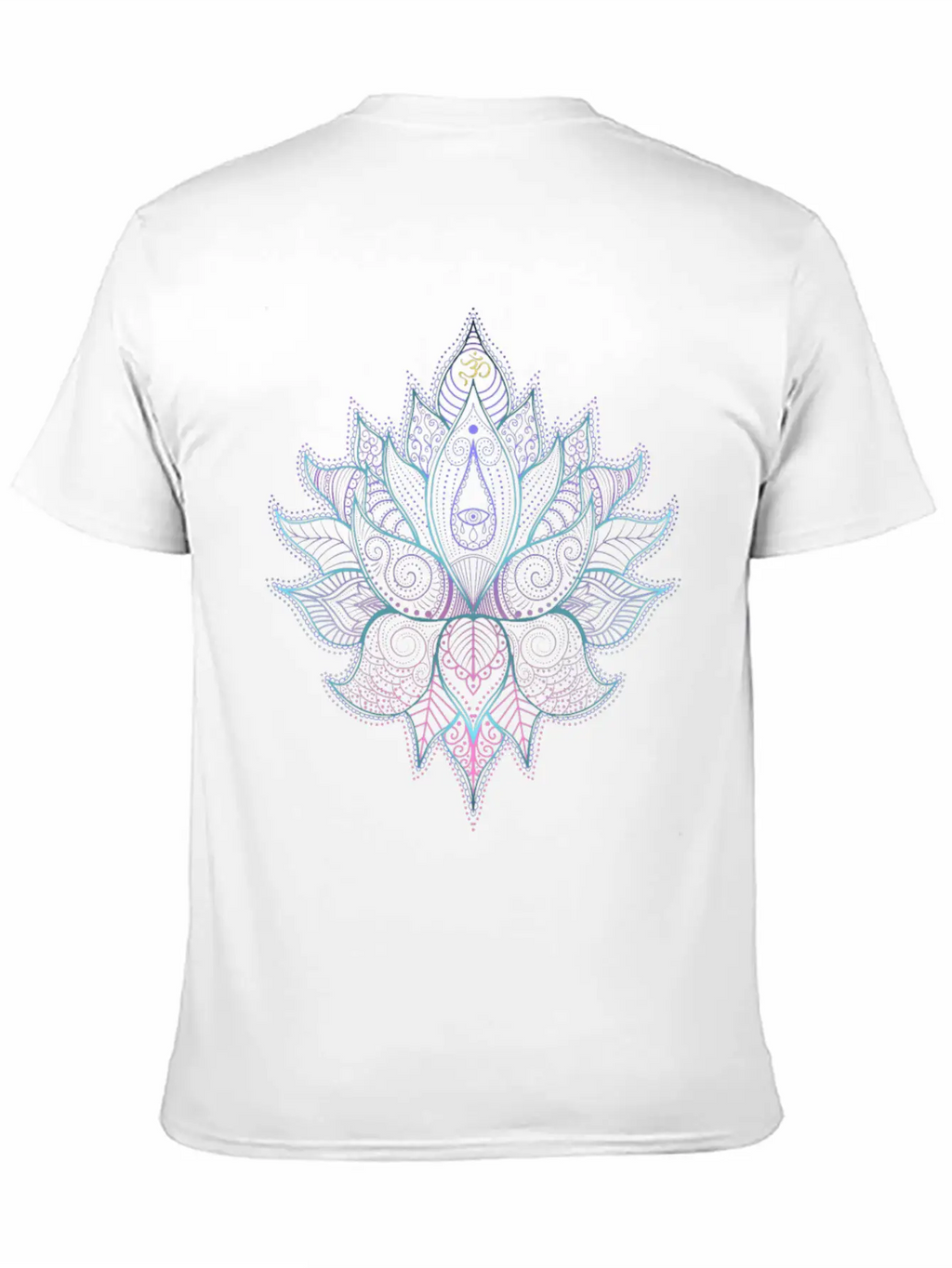 Indian Flower With Ornaments And Om Symbol Unisex Short Sleeve Soft Cotton T-Shirt – Casual Everyday Wear