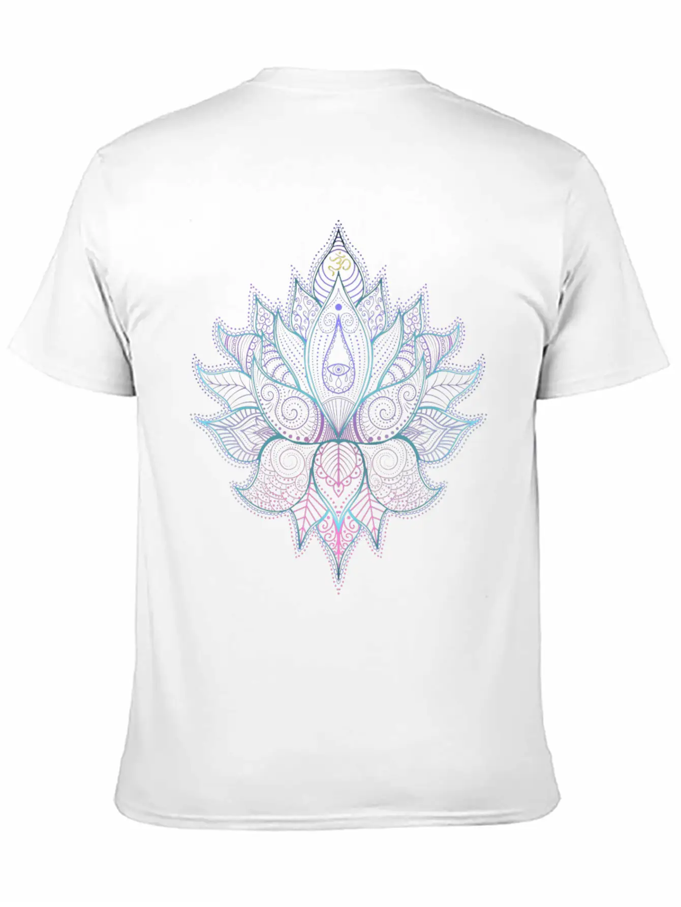Indian Flower With Ornaments And Om Symbol Unisex Short Sleeve Soft Cotton T-Shirt – Casual Everyday Wear