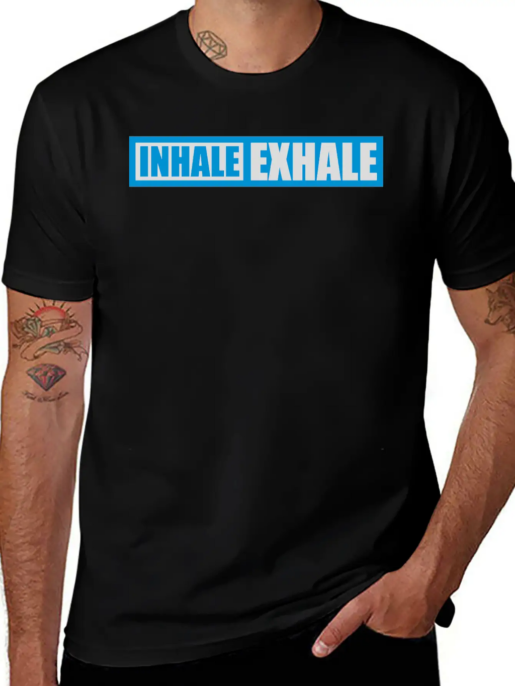 Inhale Exhale Yoga Quote Stylish Everyday T-Shirt – Unisex Basic Cotton Tee