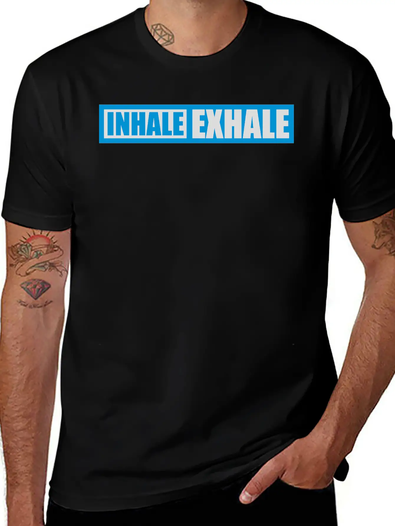 Inhale Exhale Yoga Quote Stylish Everyday T-Shirt – Unisex Basic Cotton Tee