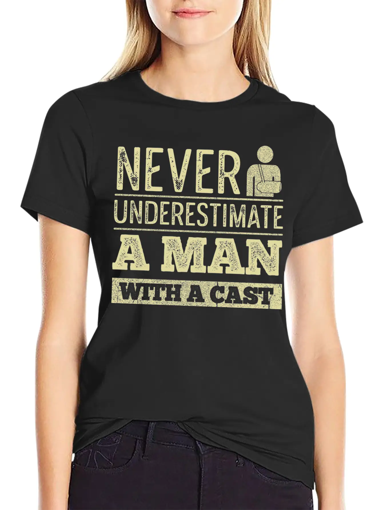 Injury Recovery Quote For A Man With A Broken Leg Unisex Short Sleeve Soft Cotton T-Shirt – Casual Everyday Wear