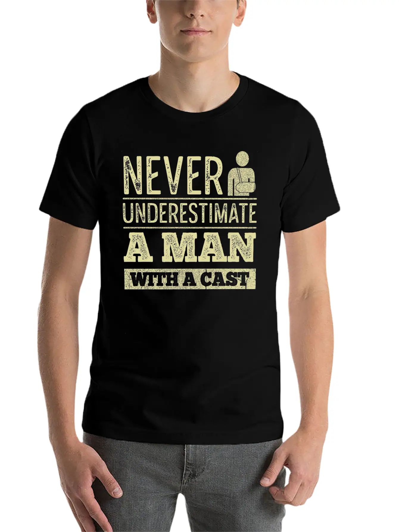 Injury Recovery Quote For A Man With A Broken Leg Unisex Short Sleeve Soft Cotton T-Shirt – Casual Everyday Wear