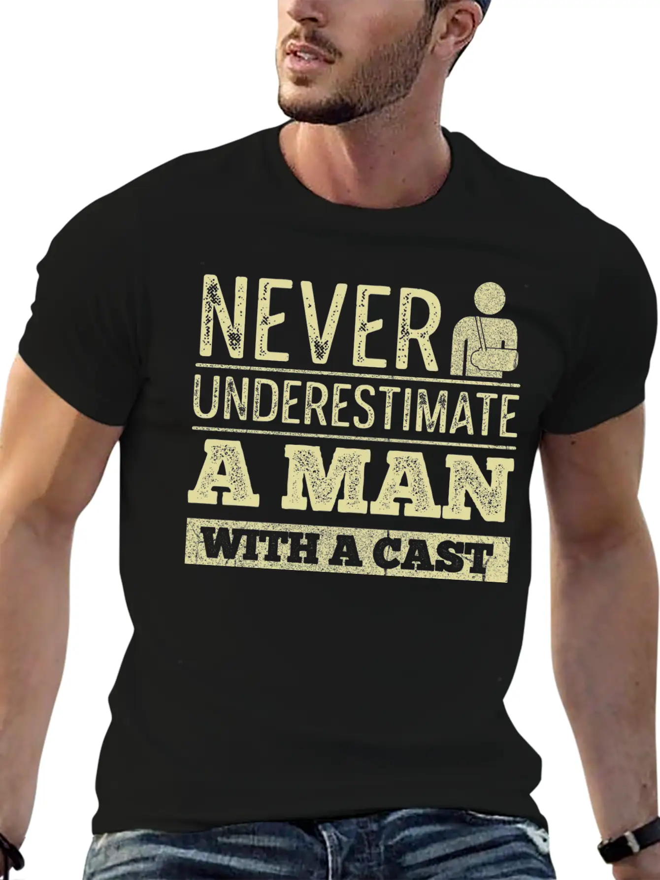 Injury Recovery Quote For A Man With A Broken Leg Unisex Short Sleeve Soft Cotton T-Shirt – Casual Everyday Wear