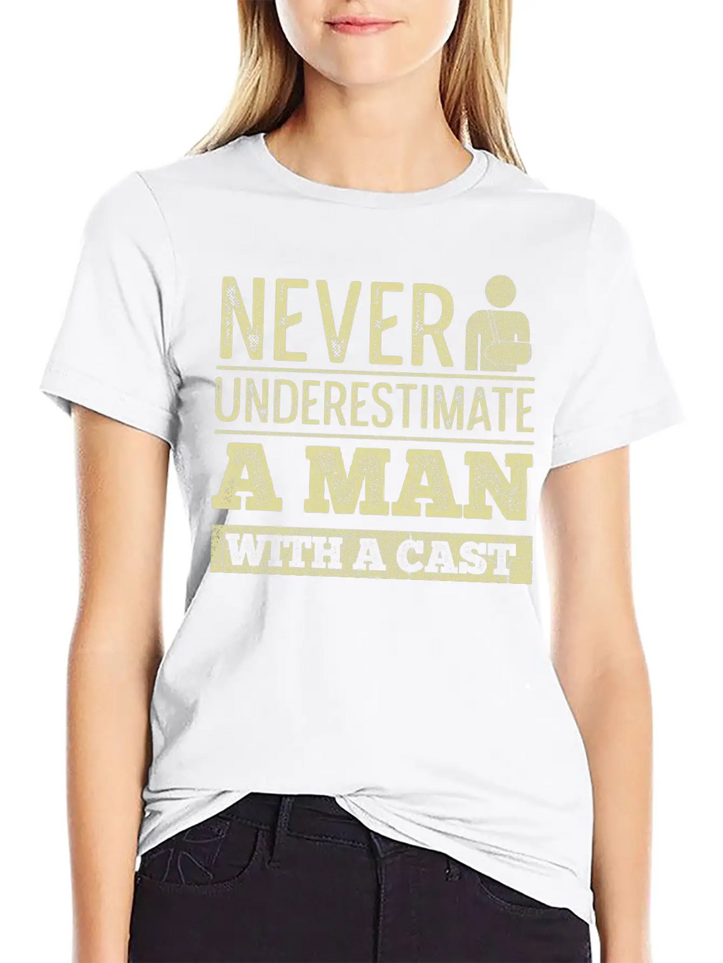 Injury Recovery Quote For A Man With A Broken Leg Unisex Short Sleeve Soft Cotton T-Shirt – Casual Everyday Wear