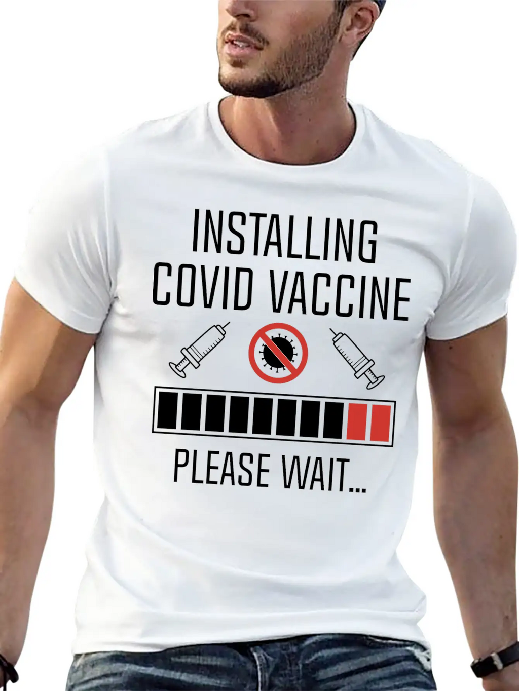 Installing Covid Vaccine Unisex Casual T-Shirt – Clean Design For Daily Comfort