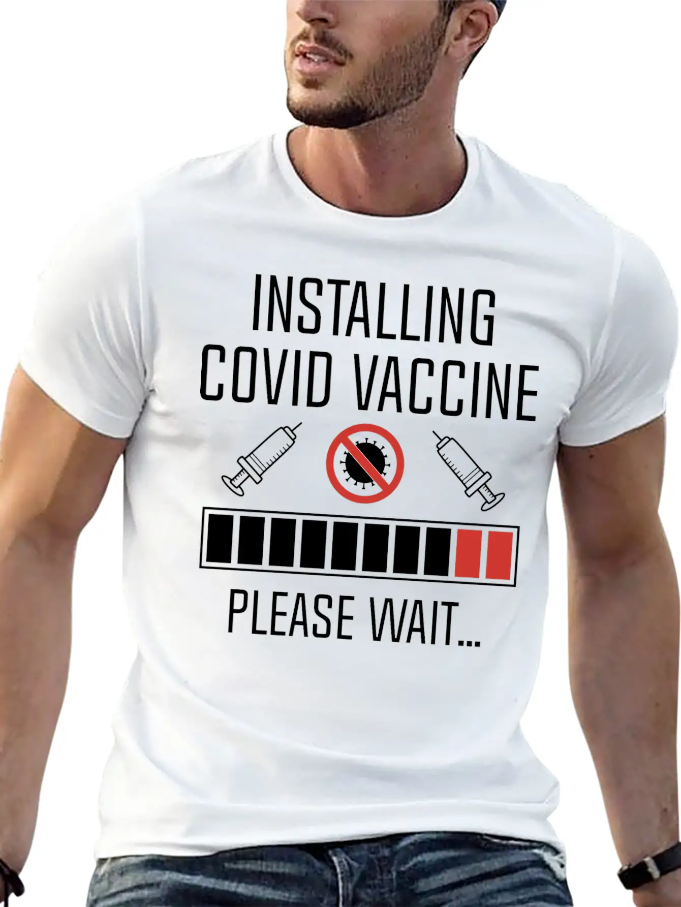 Installing Covid Vaccine Unisex Casual T-Shirt – Clean Design For Daily Comfort