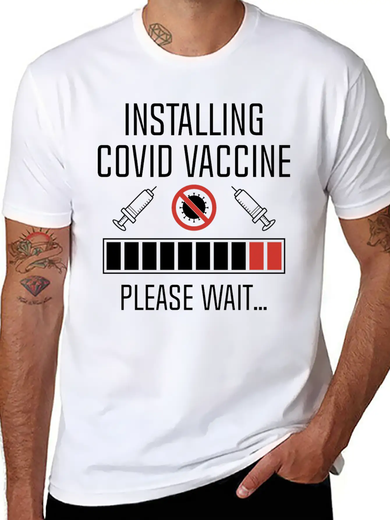 Installing Covid Vaccine Unisex Casual T-Shirt – Clean Design For Daily Comfort
