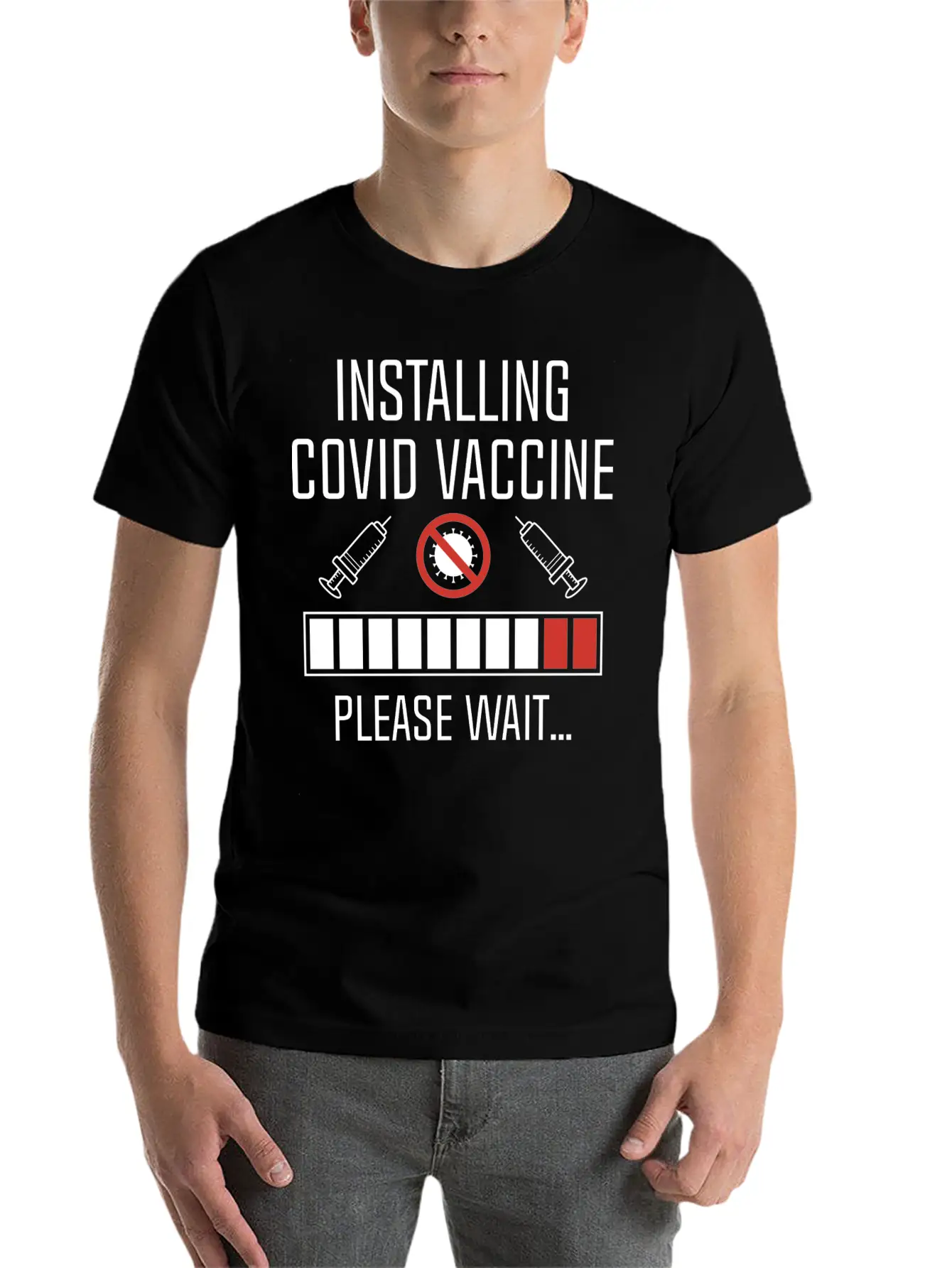 Installing Covid Vaccine Unisex Casual T-Shirt – Clean Design For Daily Comfort