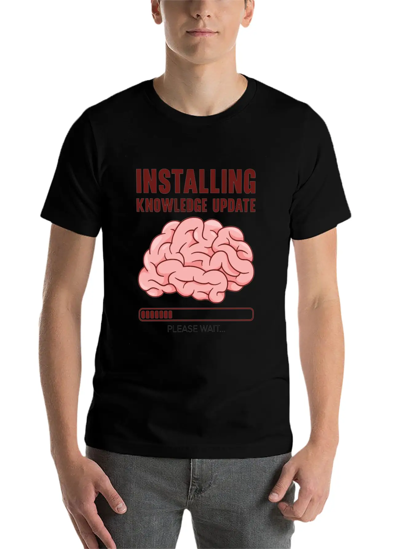 Installing Knowledge Update Student Brain Loading Unisex Short Sleeve Soft Cotton T-Shirt – Casual Everyday Wear